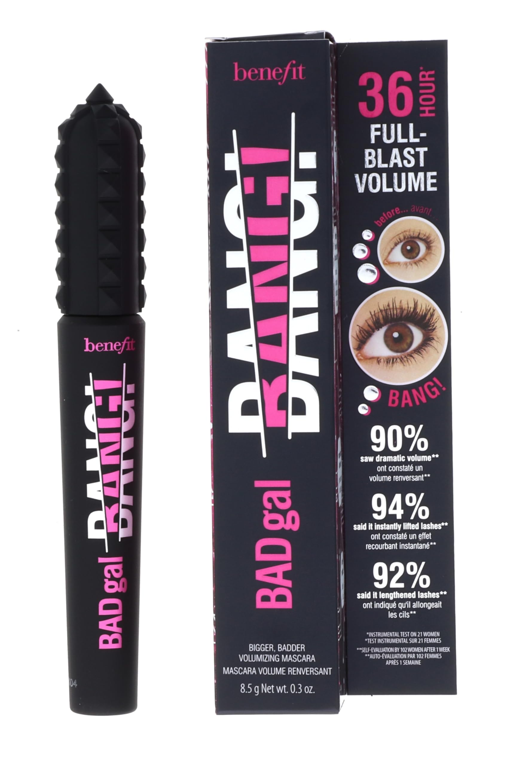 Benefit Bad Gal Bang Volumizing Mascara - 0.3 Fl Oz Black Mascara for Dramatic Volume & Length | Perfect for Everyday Wear & Special Occasions