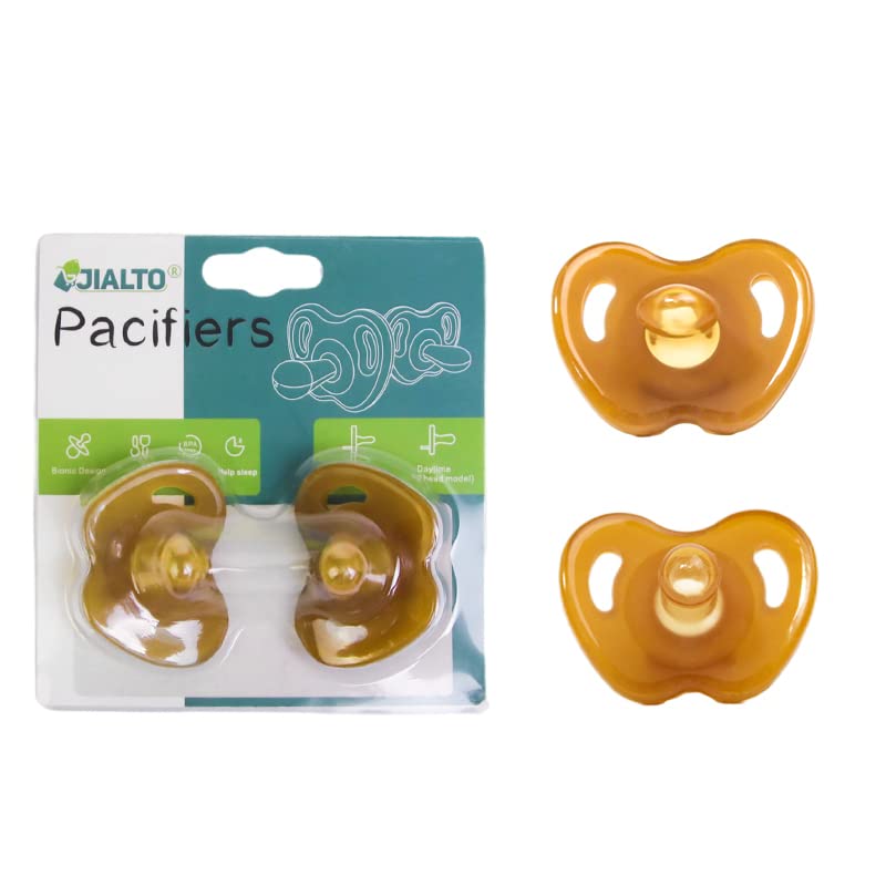 JIALTO Ultra-Light Soft Silicone Baby Pacifier - BPA-Free, Symmetrical One-Piece Design for Newborns 0-6 Months - 2-Pack (Nano Brown) - Perfect for Soothing, Travel & Daycare Use