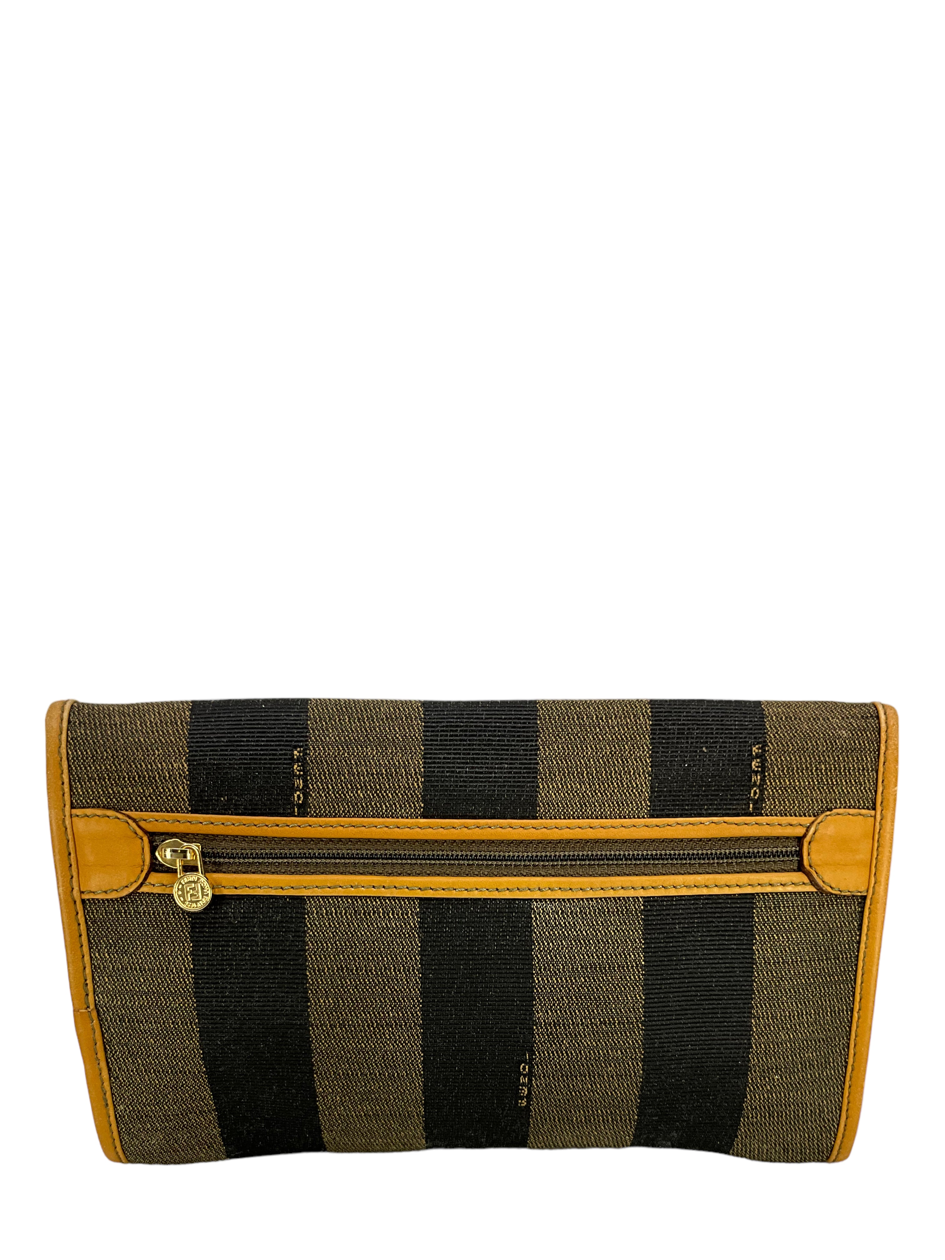 FENDI Vintage Vinyl Pequin Striped Envelope Clutch Bag for Women | Luxury Designer Handbag for Evening Parties & Special Occasions