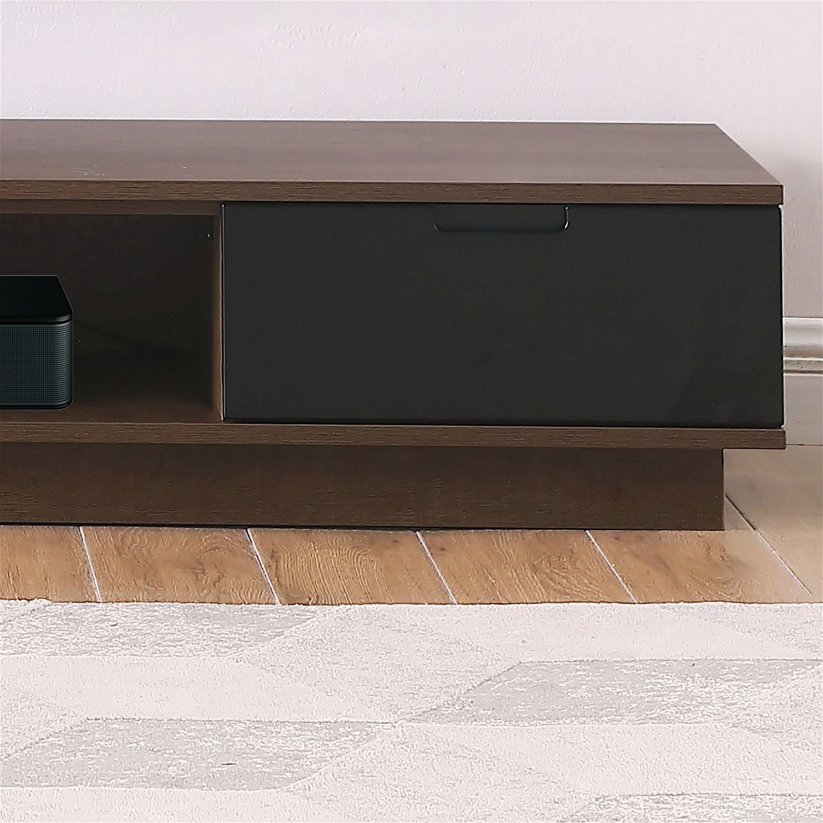 DELUX 200cm Low Line TV Stand Unit in Dark Oak by Tauris™ - Perfect for Living Room Entertainment Centers & Modern Home Theater Setups
