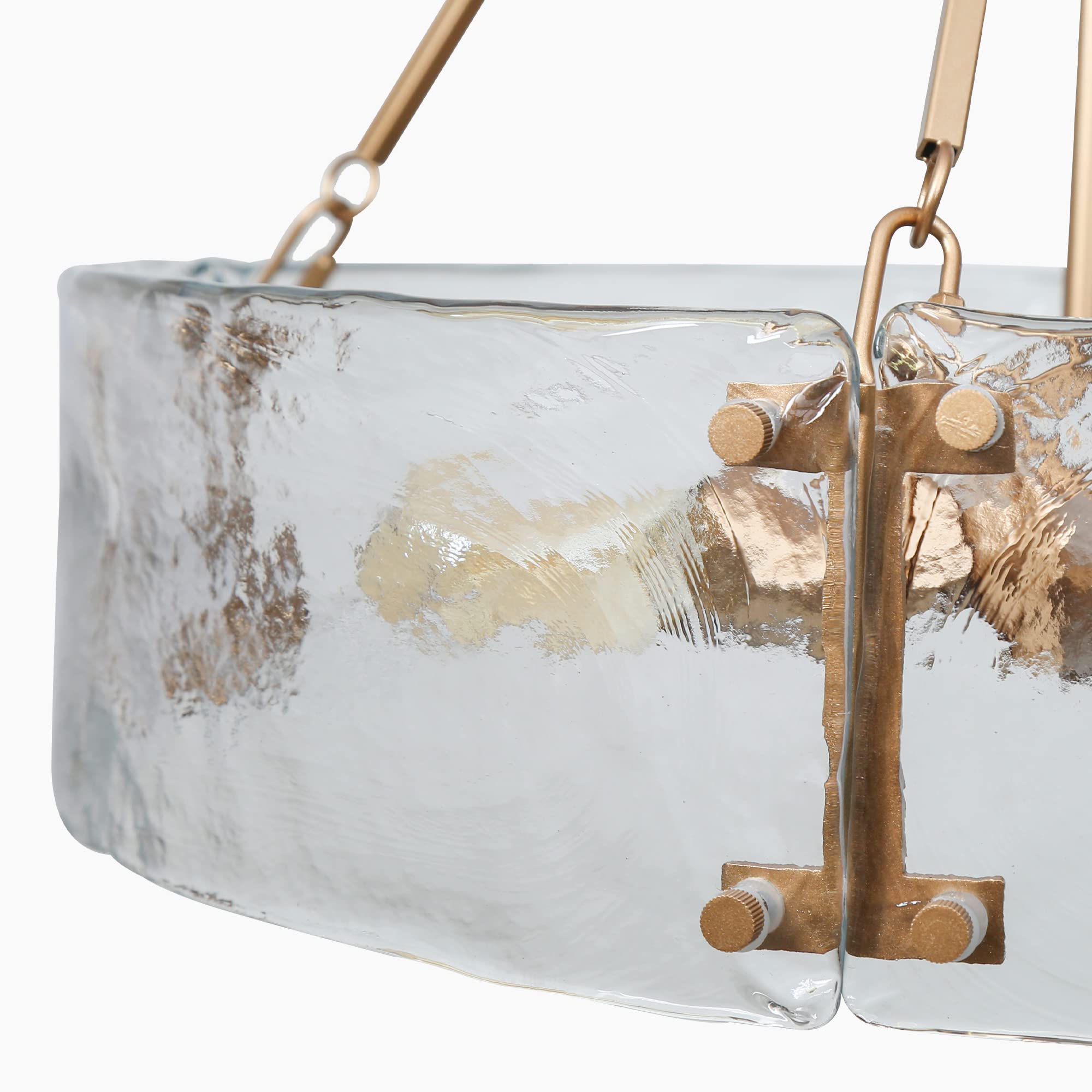 ZEVNI 4-Light Modern Gold Chandelier with Glass Drum Shade - 19.5