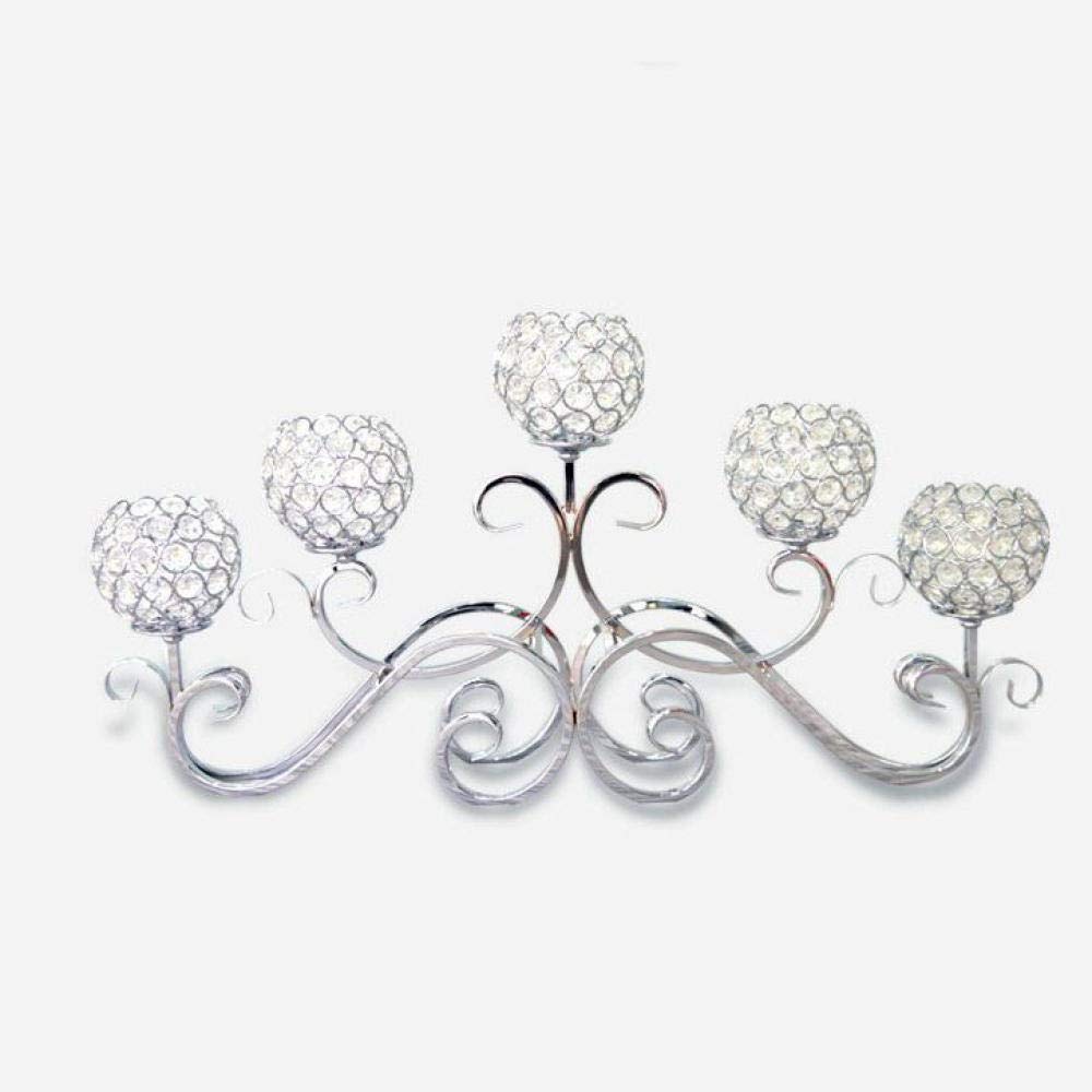 Vintage 5-Arm Silver Metal Candle Holders - 14.58in/37cm Tall Candlesticks for Christmas, Birthday, Wedding & Home Decor | Elegant Table Centerpiece for Dining Room, Party & Romantic Dinner Settings