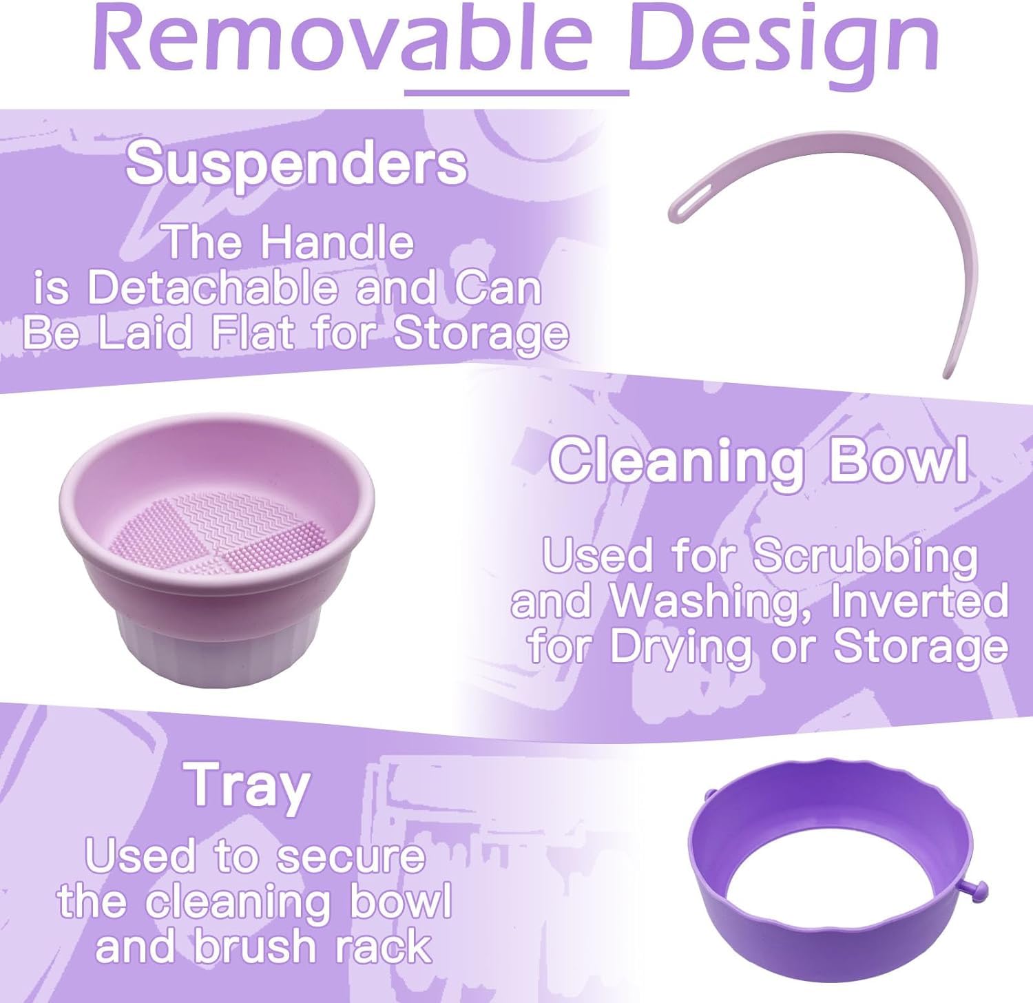 Foldable 3-in-1 Makeup Brush Cleaning Bowl with Handle - Portable Travel Beauty Brush Scrubber, Reusable Cleaner Mat & Dryer Tray | Perfect for Home, Salon & Travel Makeup Brush Care