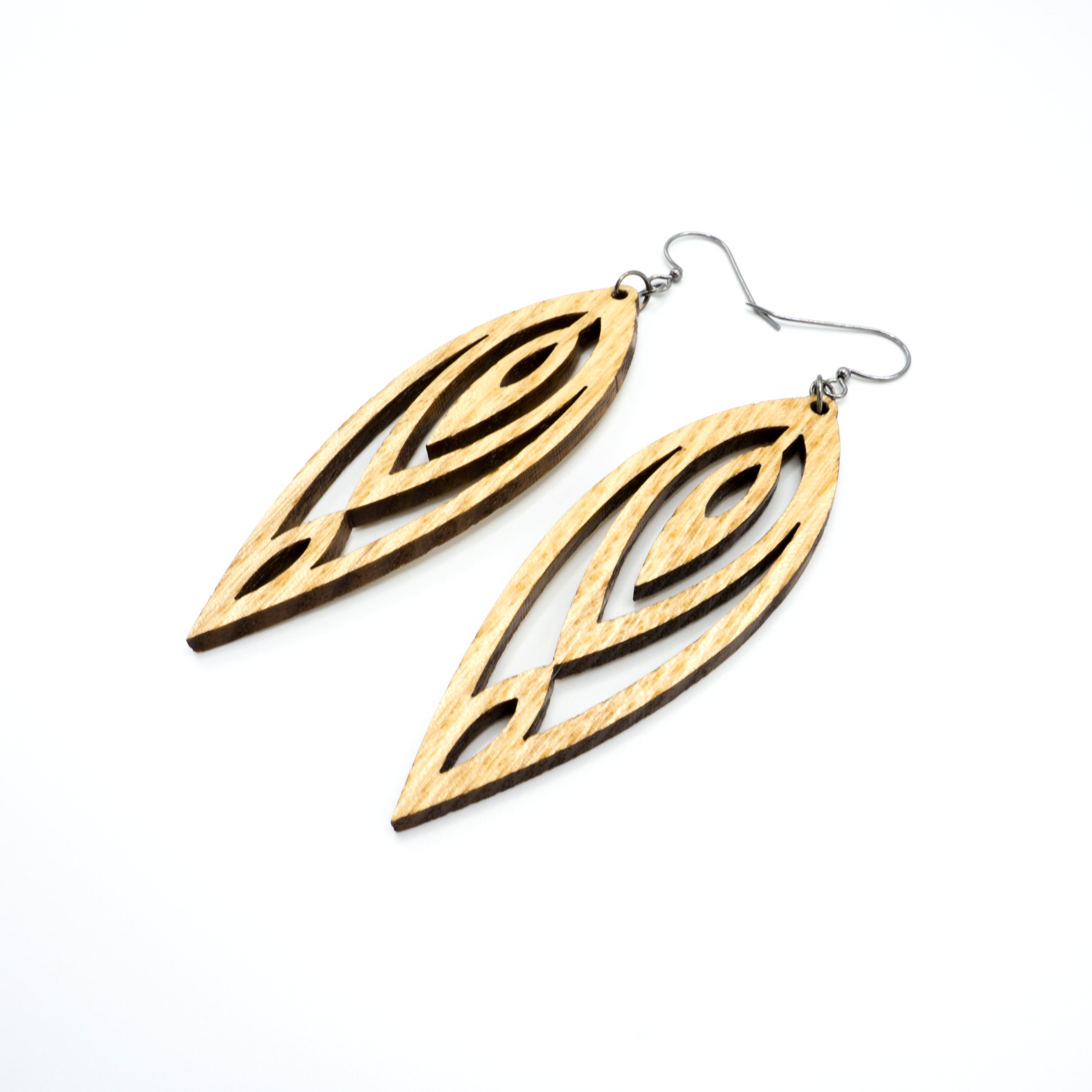 Handmade Wooden Totem 06 [L] Earrings - Lightweight Ash Wood Dangle Earrings for Women, Boho Chic Jewelry for Festivals & Everyday Wear