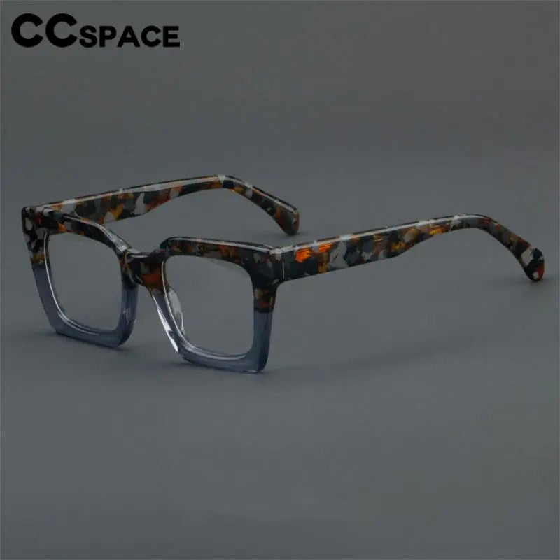 CCspace Unisex Full Rim Large Square Acetate Eyeglasses 56909 - Trendy Oversized Square Frames for Men & Women - Perfect for Reading, Fashion, and Daily Wear