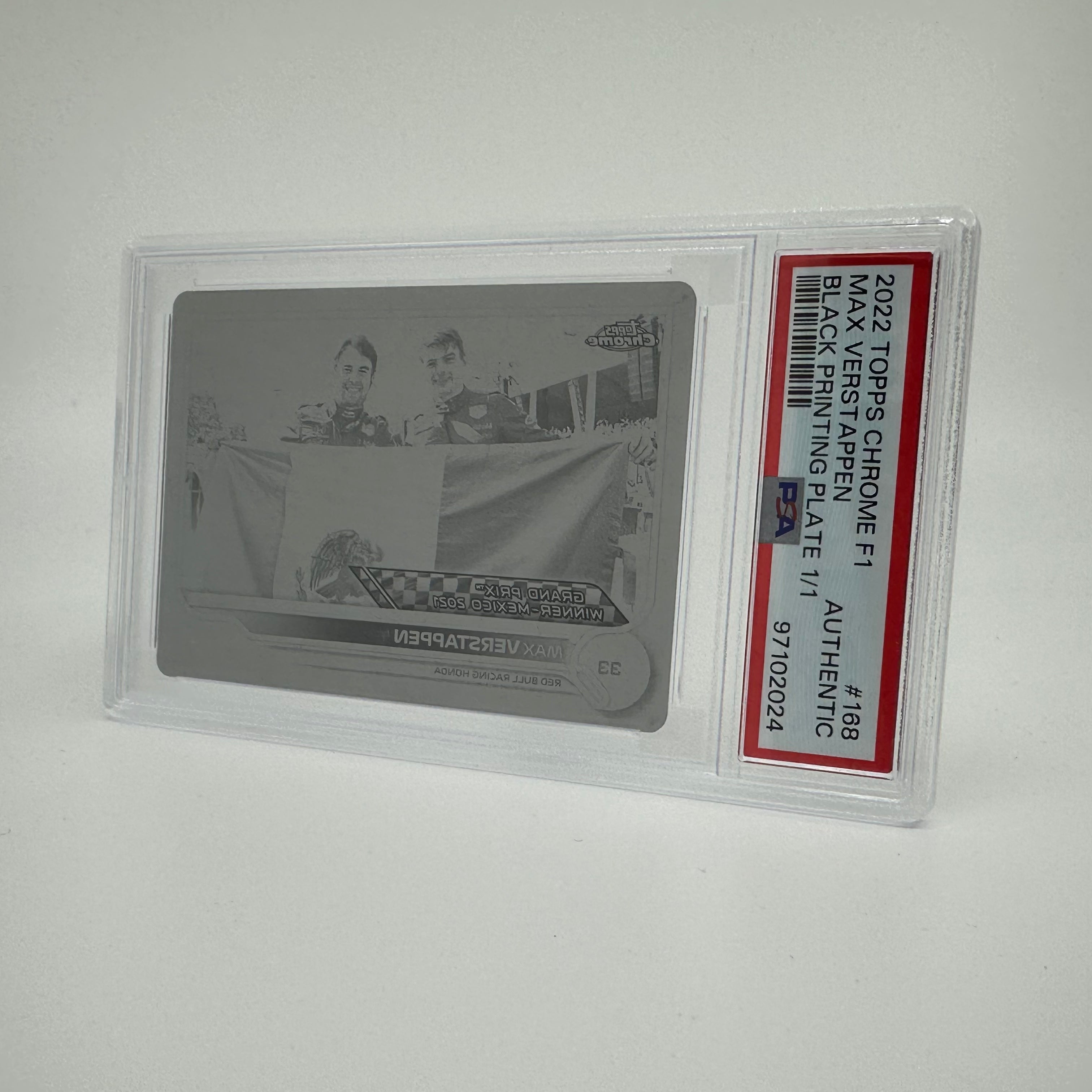 Authentic Max Verstappen #168 Black Printing Plate - Limited Edition Collectible for F1 Fans, Home Decor & Motorsport Memorabilia Display