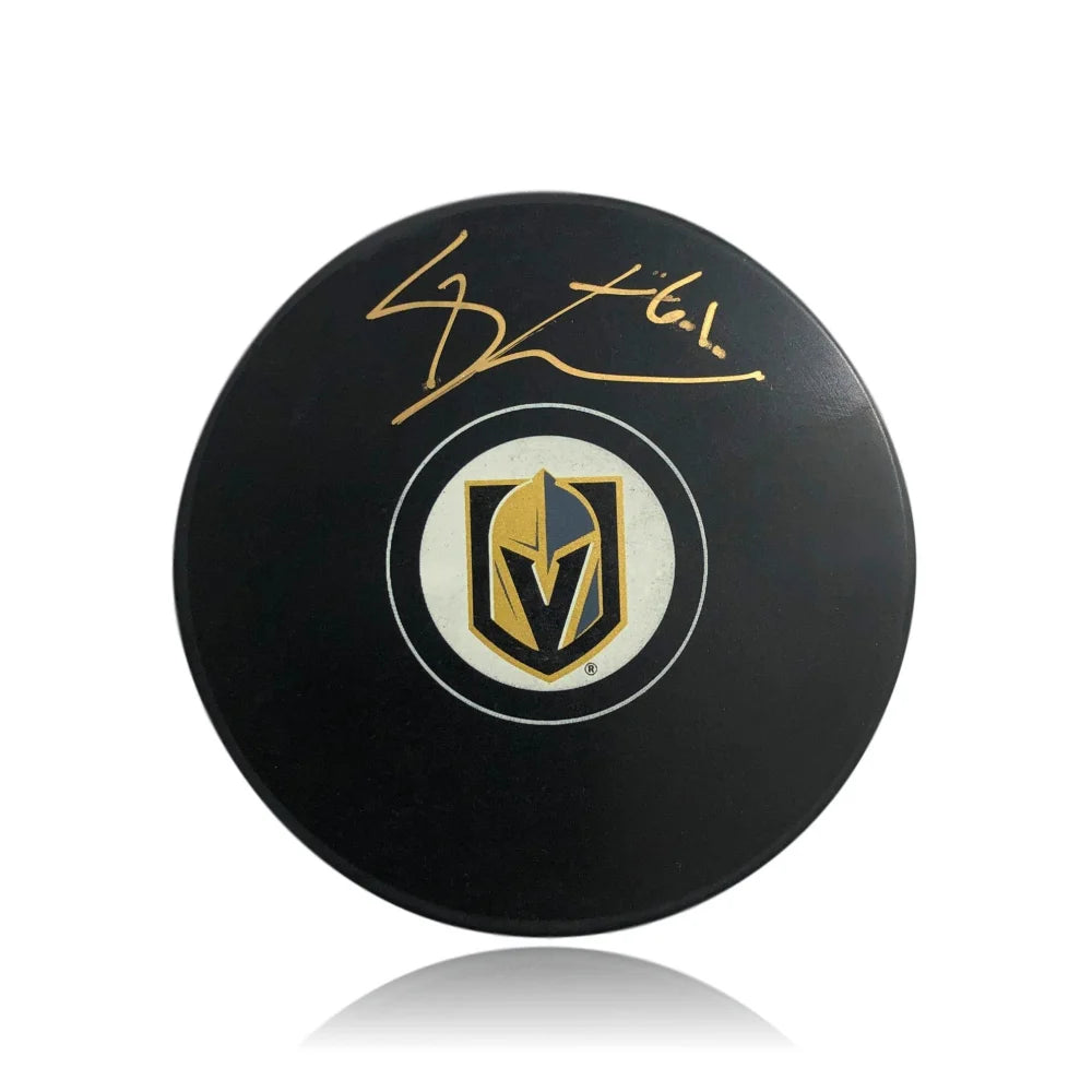 Authentic Mark Stone Signed Vegas Golden Knights Logo Puck with COA & BAS Autograph - VGK Collectible for Hockey Fans & Memorabilia Enthusiasts | Perfect for Display, Gifts, and Sports Collections