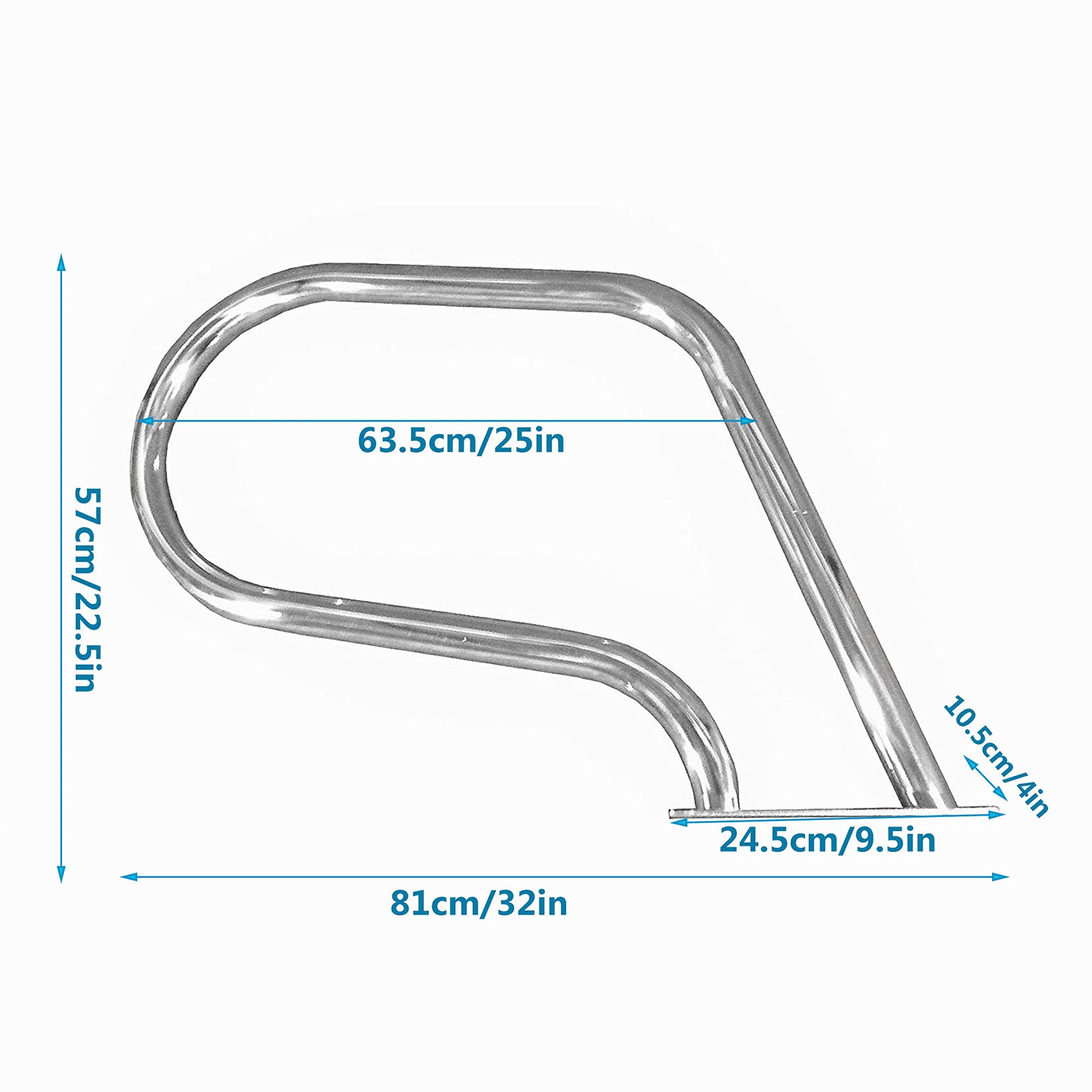Stainless Steel Pool Handrail with Base Plate - Safety Railing for Inground Swimming Pool Steps | Durable Non-Slip Grip for Easy Pool Entry & Exit | Perfect for Elderly & Kids Safety Around Poolside