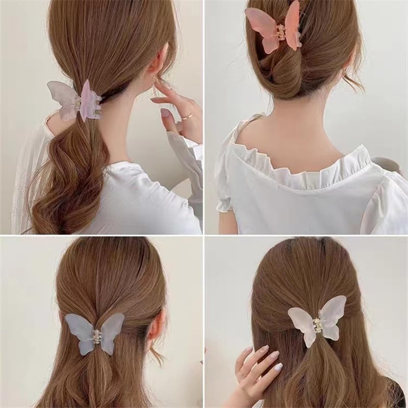 4PCS Butterfly Hair Claw Clips - Non-Slip Strong Hold Hair Clips for Women & Girls, Cute Matte Hair Accessories for Thick & Thin Hair - Perfect for School, Work, Parties & Daily Styling