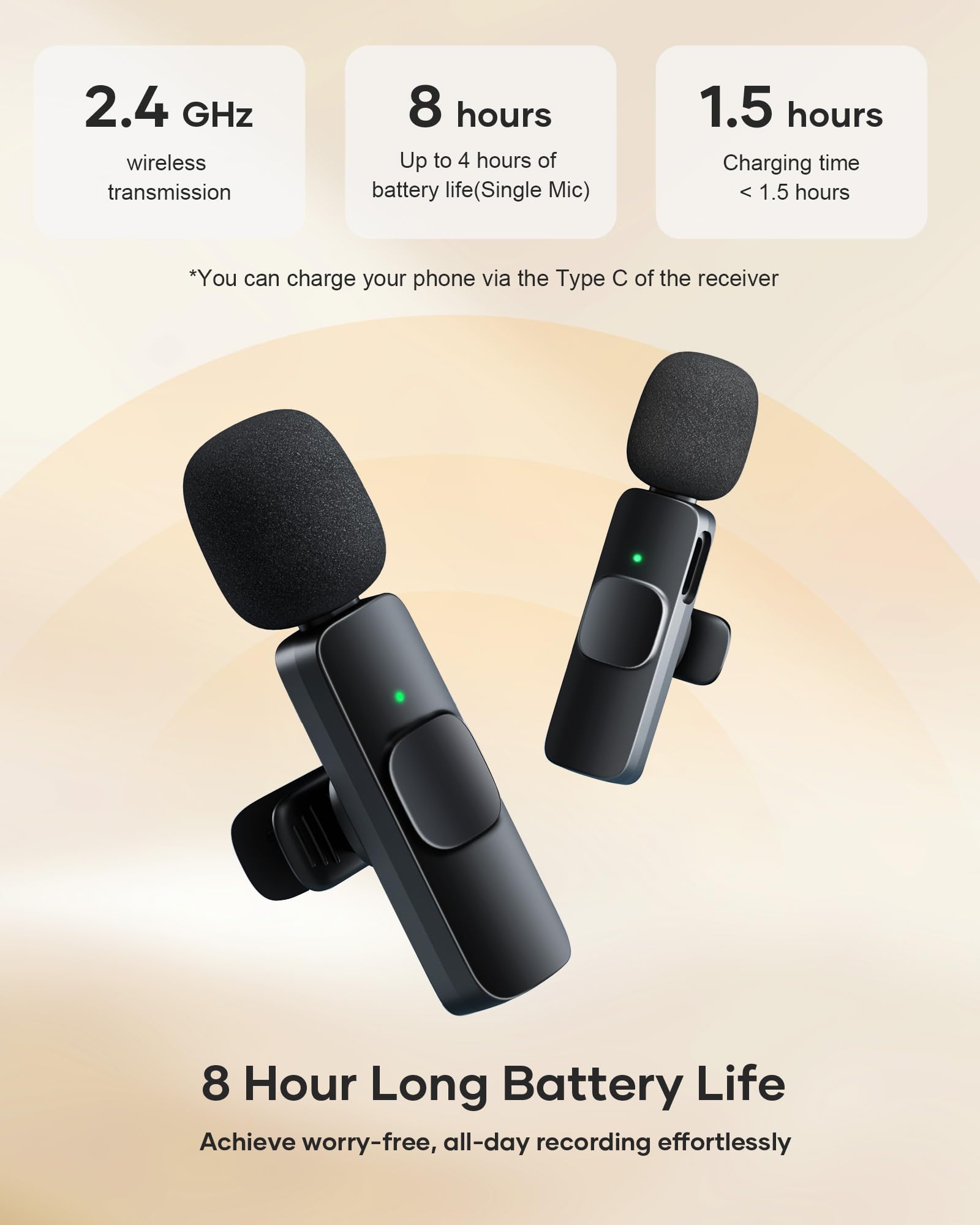 Best Wireless Lavalier Microphone for YouTube, Podcast & Streaming - Noise Cancelling Clip-on Mic for iPhone, Android, Camera - Perfect for Vlogging, Interviews & Live Performances