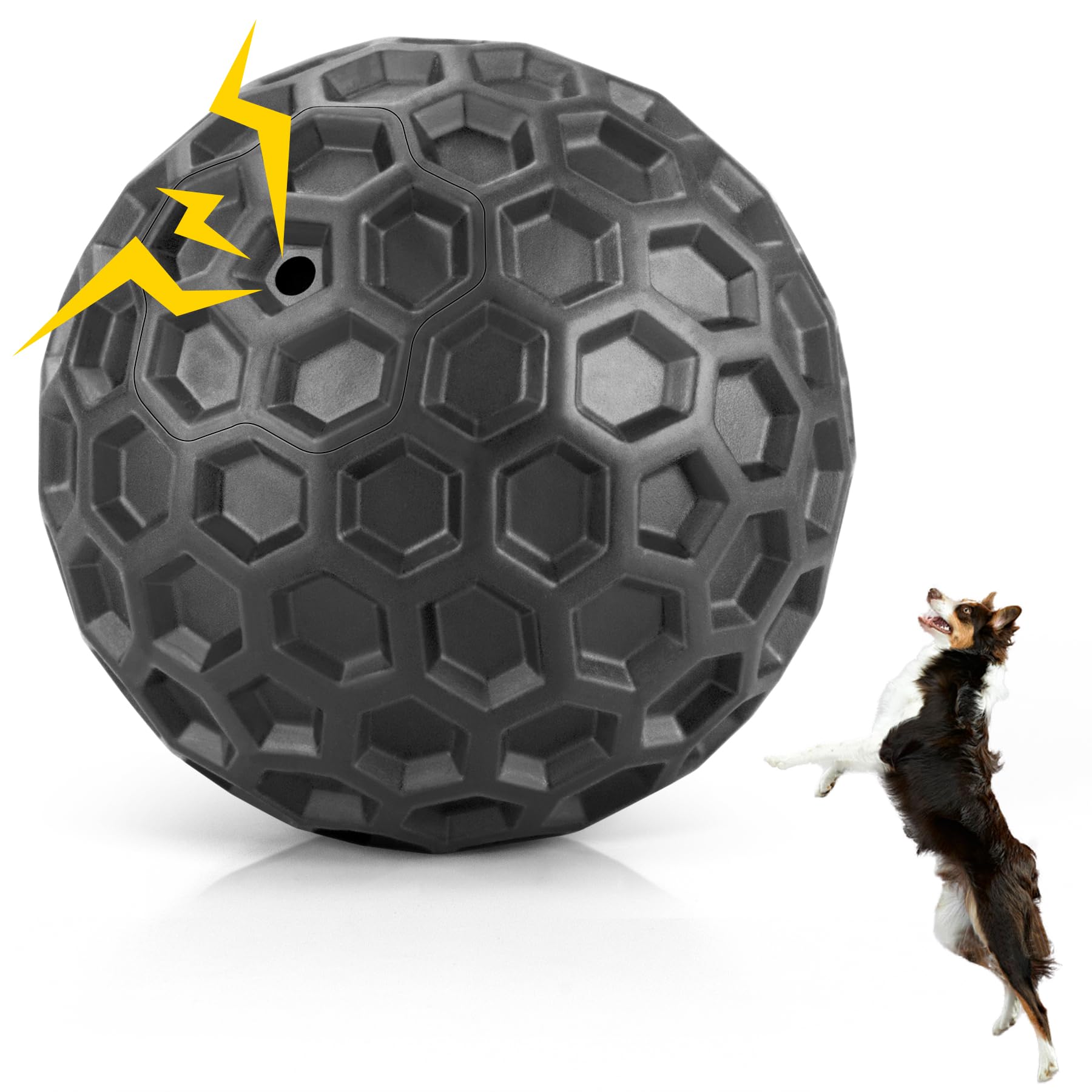Ultra Durable Squeaky Dog Balls - Indestructible Chew Toys for Large Breed Aggressive Chewers - Anxiety Relief & Teeth Cleaning - Perfect for Outdoor Play, Fetch & Training - Tough Rubber Dog Toys for German Shepherds, Pitbulls & Big Dogs