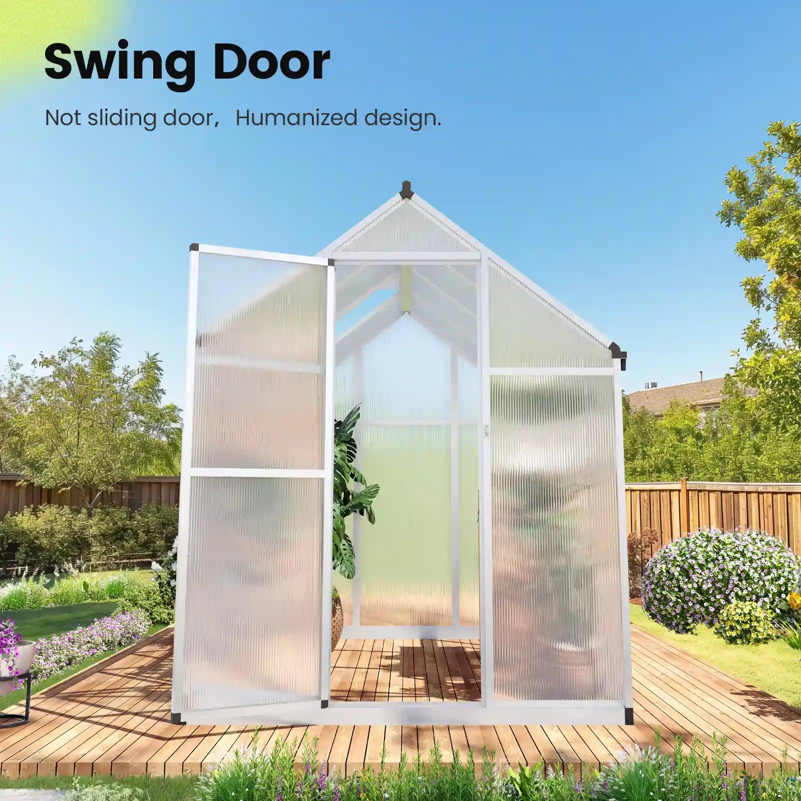Premium Walk-in Polycarbonate Greenhouse Kit - 6'x8' Sturdy & Weatherproof Backyard Garden Greenhouse for Year-Round Planting | Perfect for Vegetables, Flowers & Seed Starting