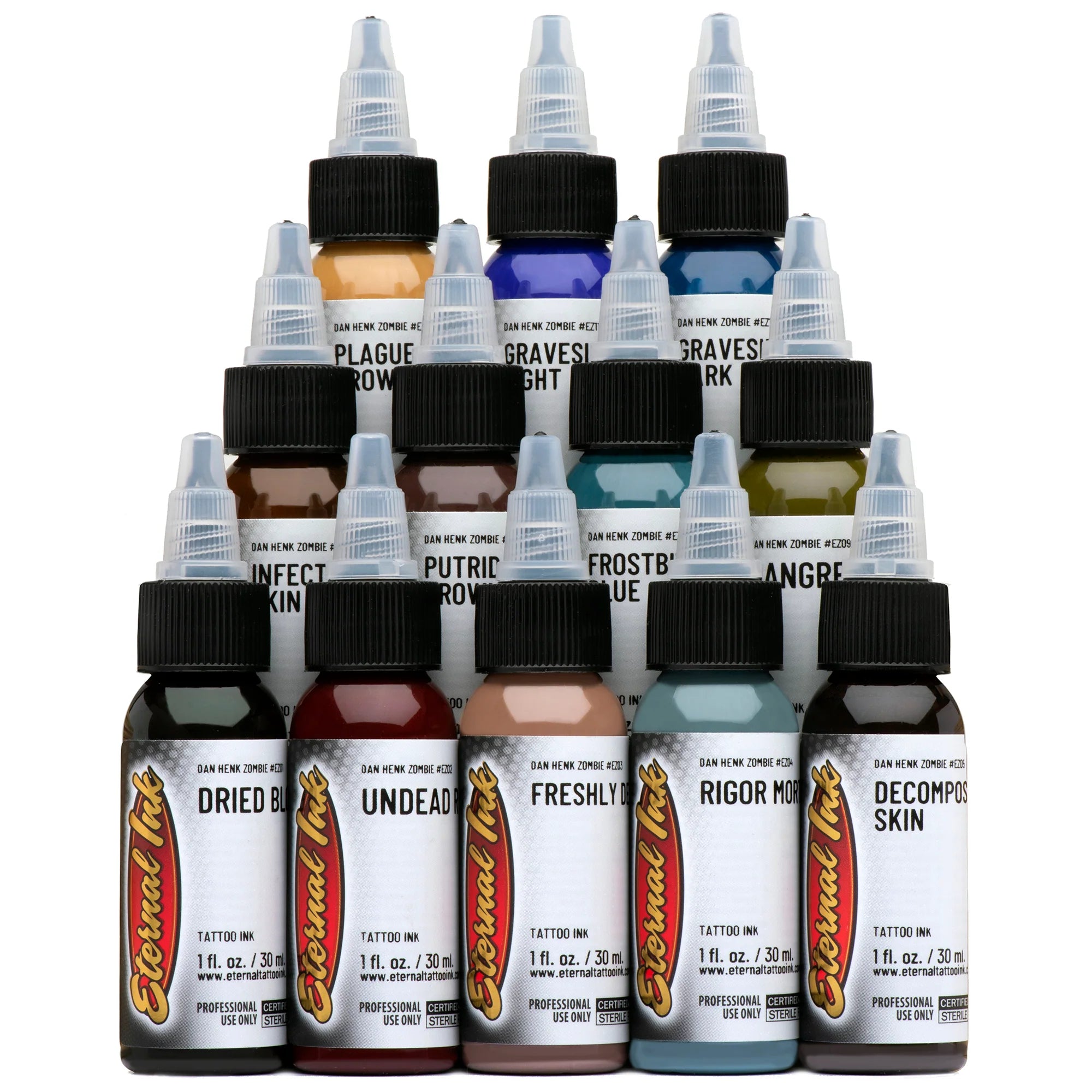 Dan Henk Zombie Tattoo Ink Set - Eternal High-Quality Professional Tattoo Ink for Realism, Black & Grey Tattoos - Perfect for Tattoo Artists & Enthusiasts
