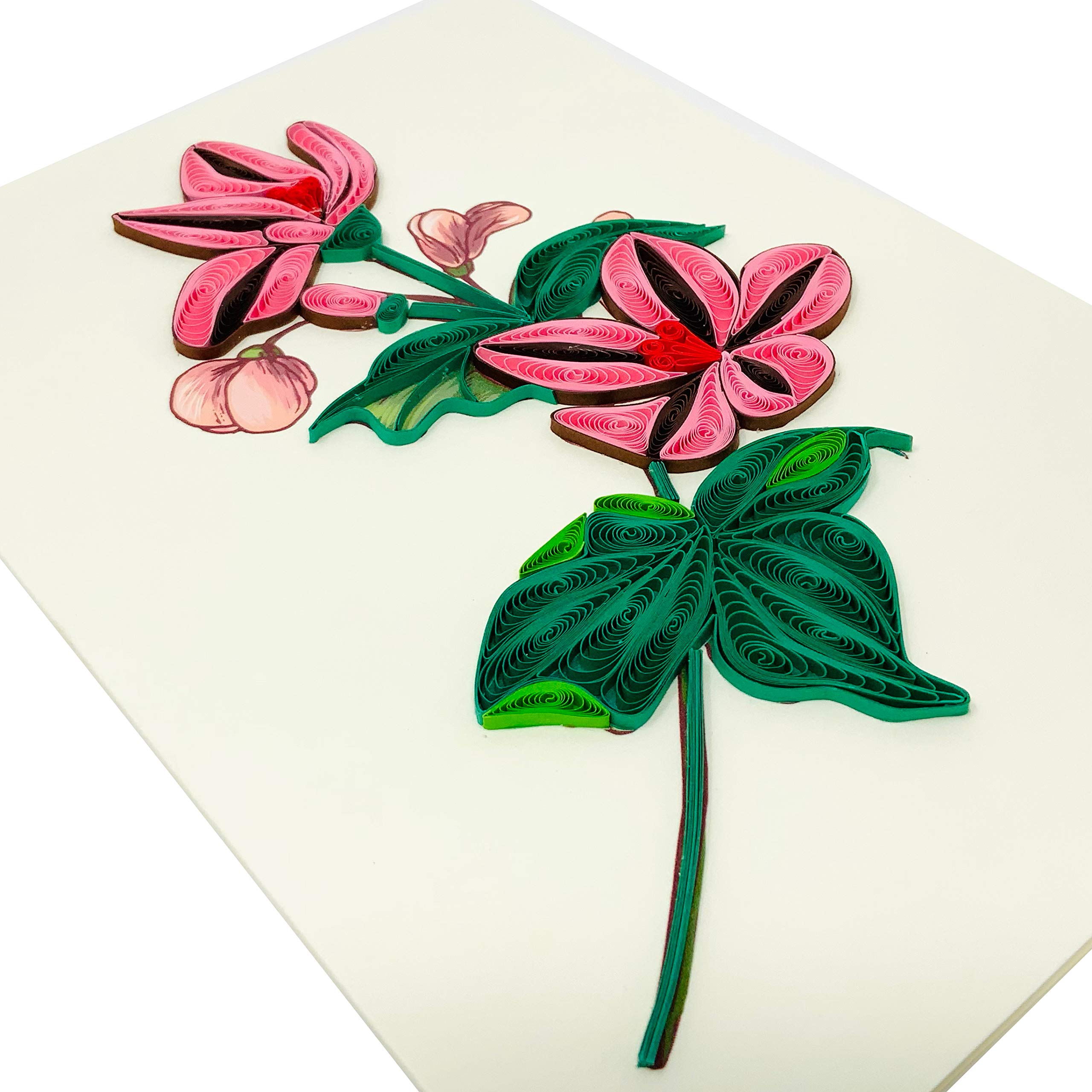 Handmade Quilled Paper Flower Greeting Cards - Unique Floral Art for Christmas, Birthday, Anniversary, Mother's Day, Valentine's & Thank You Gifts - Mulan Magnolia Design - Perfect for Special Occasions & Home Decor