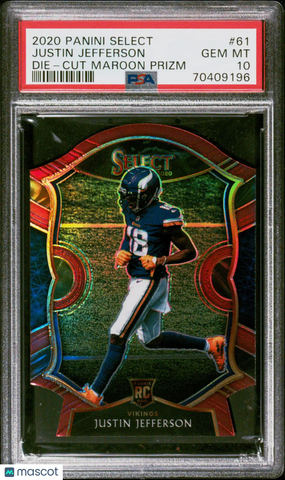 2020 Panini Select Football Justin Jefferson Rookie Card Die Cut Maroon Prizm PSA 10 #61 - Perfect for Collectors, Sports Memorabilia & Investment