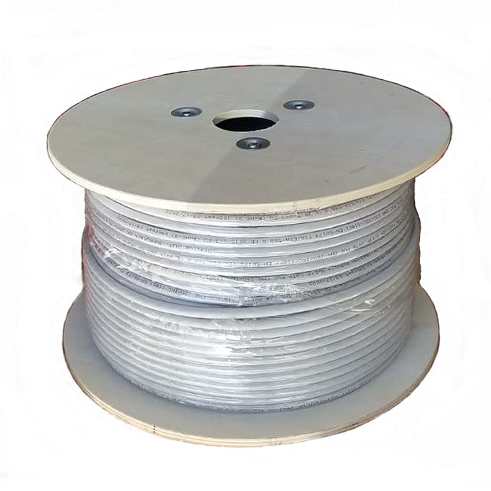 Sunnytech Cat8.2 AWG22 S-FTP 2000MHz 40Gbps Ethernet Cable - 500ft Solid Copper CMR Rated for High-Speed Networking - Includes 10 RJ45 Plugs & 10 Boot Caps - Perfect for Data Centers, Gaming & 8K Streaming (Grey White Drum Pack)