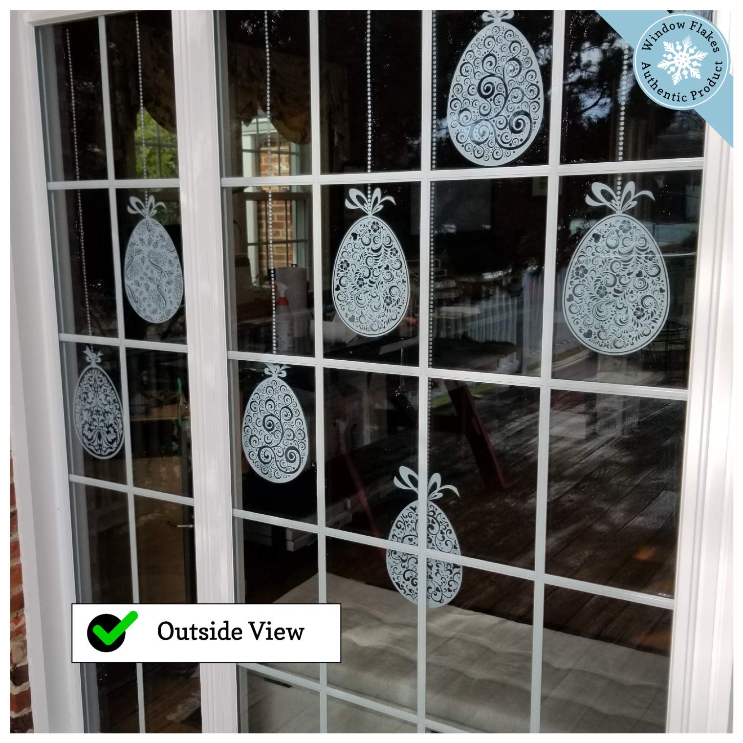 10 Large Beautiful Easter Window Clings - Hanging Egg Decals for Spring Home Decor - White Easter Egg Window Stickers for Holiday Party, Classroom & Nursery Decoration