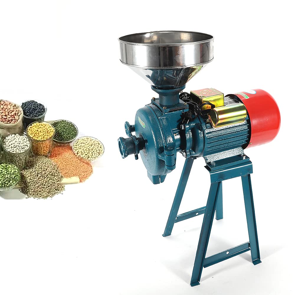 2200W Commercial Electric Grain Mill Grinder - Dry Cereals, Corn, Rice, Coffee & Wheat Flour Mill Machine with Funnel - Perfect for Home Baking, Coffee Shops & Commercial Kitchens