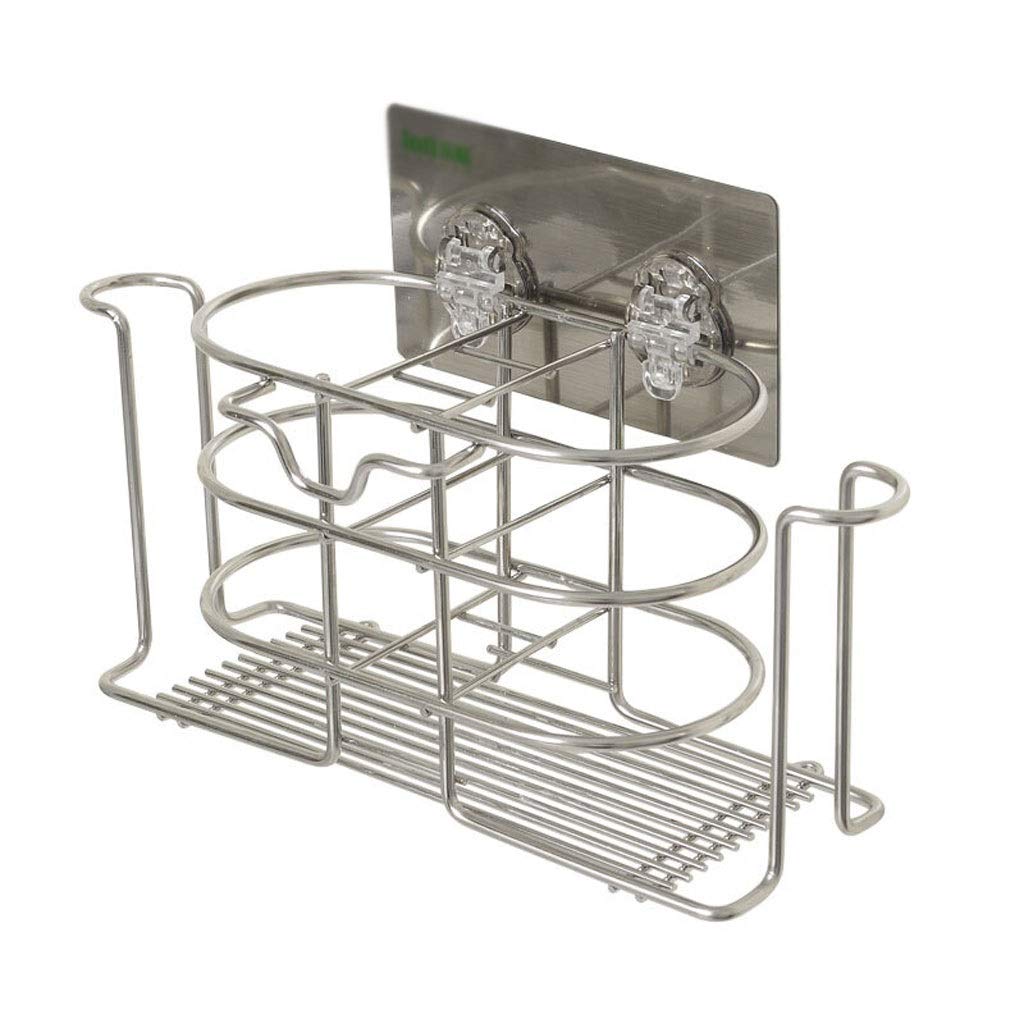 Stainless Steel Wall-Mounted Toothbrush Holder with Toothpaste Stand - Multi-Functional Bathroom Organizer Rack for Toothbrushes, Razors & Cosmetics - No Drilling Required - Perfect for Small Bathrooms, Dorms & RVs