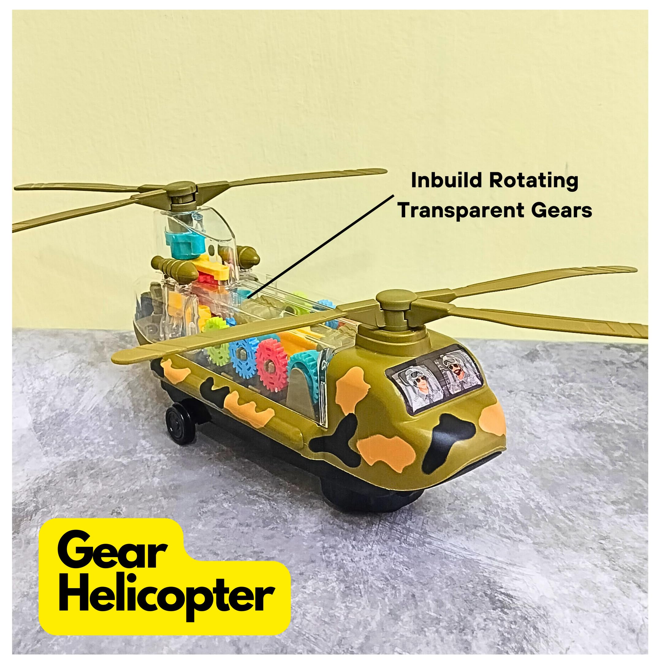 Kart In Box - Musical Helicopter Toy for Kids | Non-Flying Helicopter with Lights & Sounds | Random Color | Perfect for Birthday Gifts, Pretend Play & Early Learning