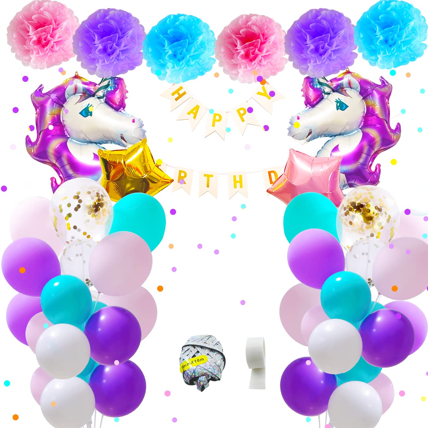 Large Purple & Pink Unicorn Balloons for Girls Birthday Party Decorations | Unicorn-Themed Kids Birthday Supplies & Party Games | Perfect for Unicorn Birthday Decor, Baby Showers & Themed Events