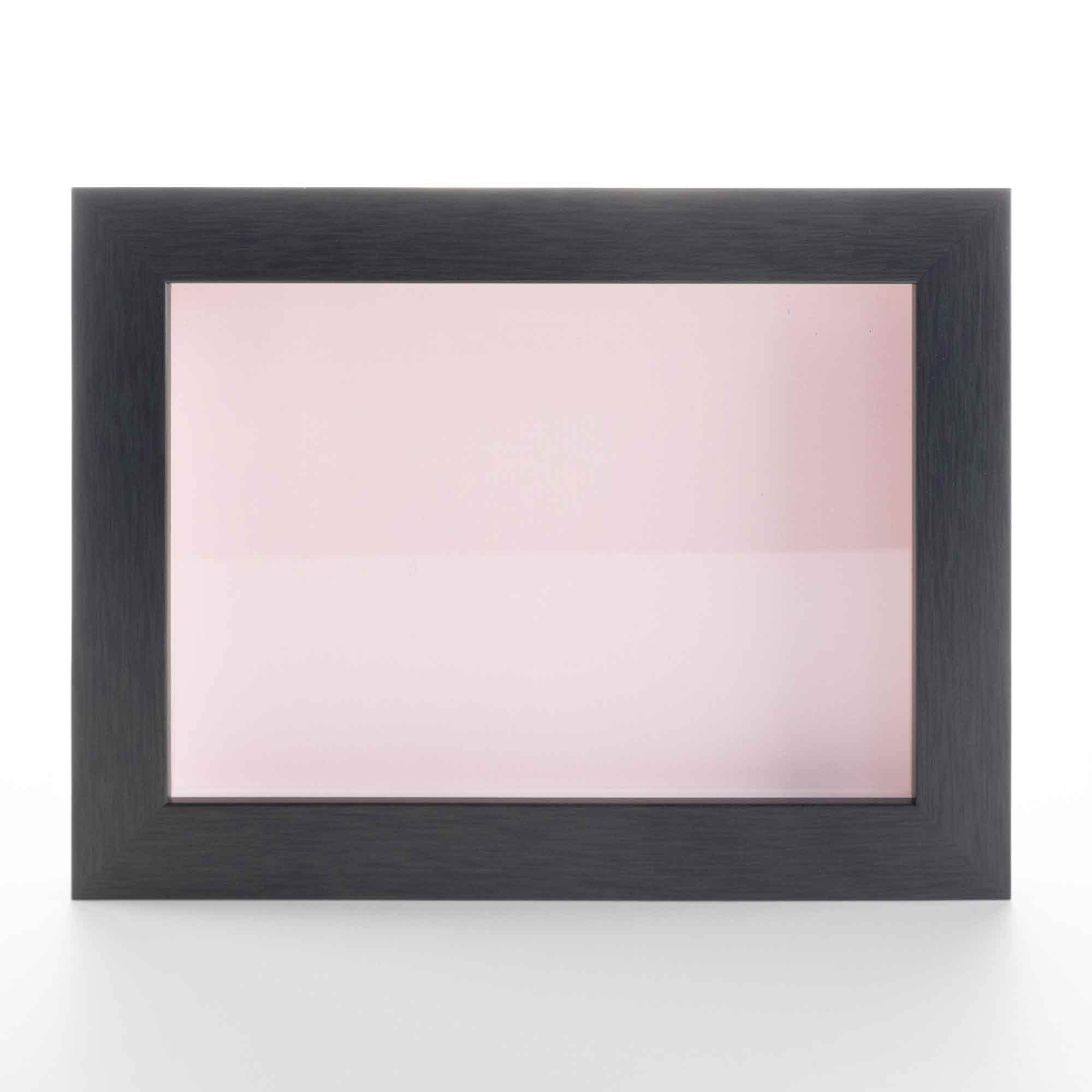 12x24 Charcoal Wood Shadow Box Display Frame with Pink Acid-Free Backing, UV Protective Acrylic & Hanging Hardware - 3/4