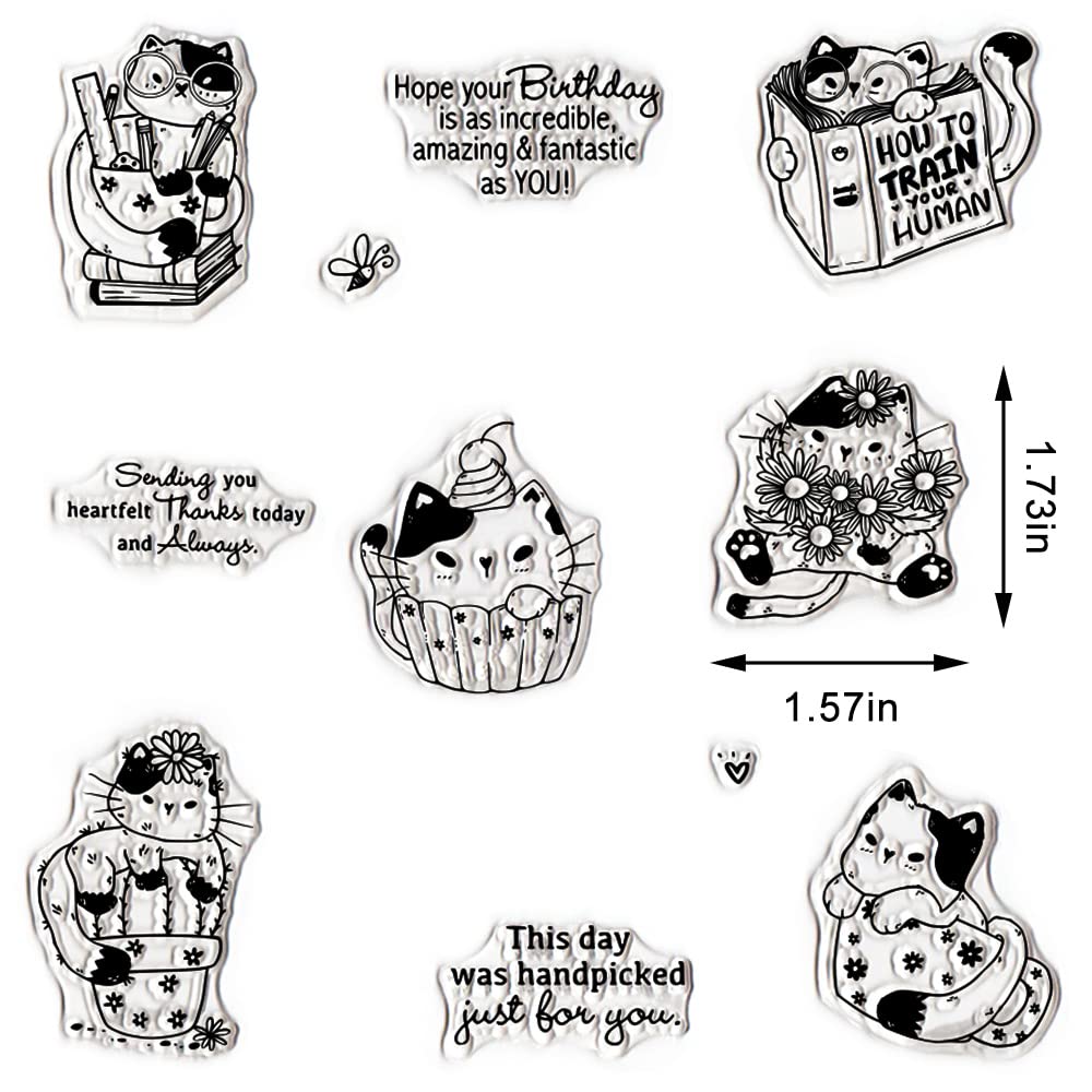 Clear Cat Words Rubber Stamps for Card Making & Scrapbooking - DIY Pet Greeting Stamps for Bullet Journals, Handmade Crafts & Notebook Decoration - Perfect for Pet Lovers' Card Designs & Memory Keeping