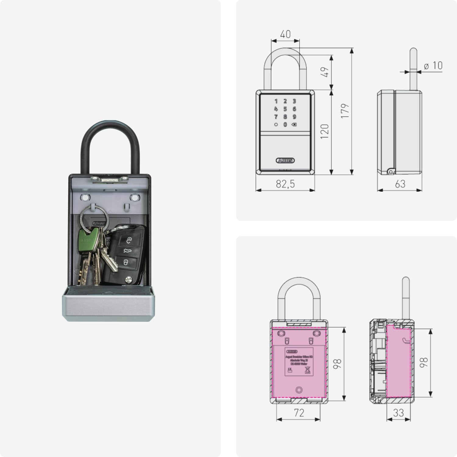 ABUS Bluetooth Smart Lock Box - Key Storage with App Control & Access Management | Indoor/Outdoor Security for Home, Office & Vacation Rental | Wall Mount or Shackle Installation
