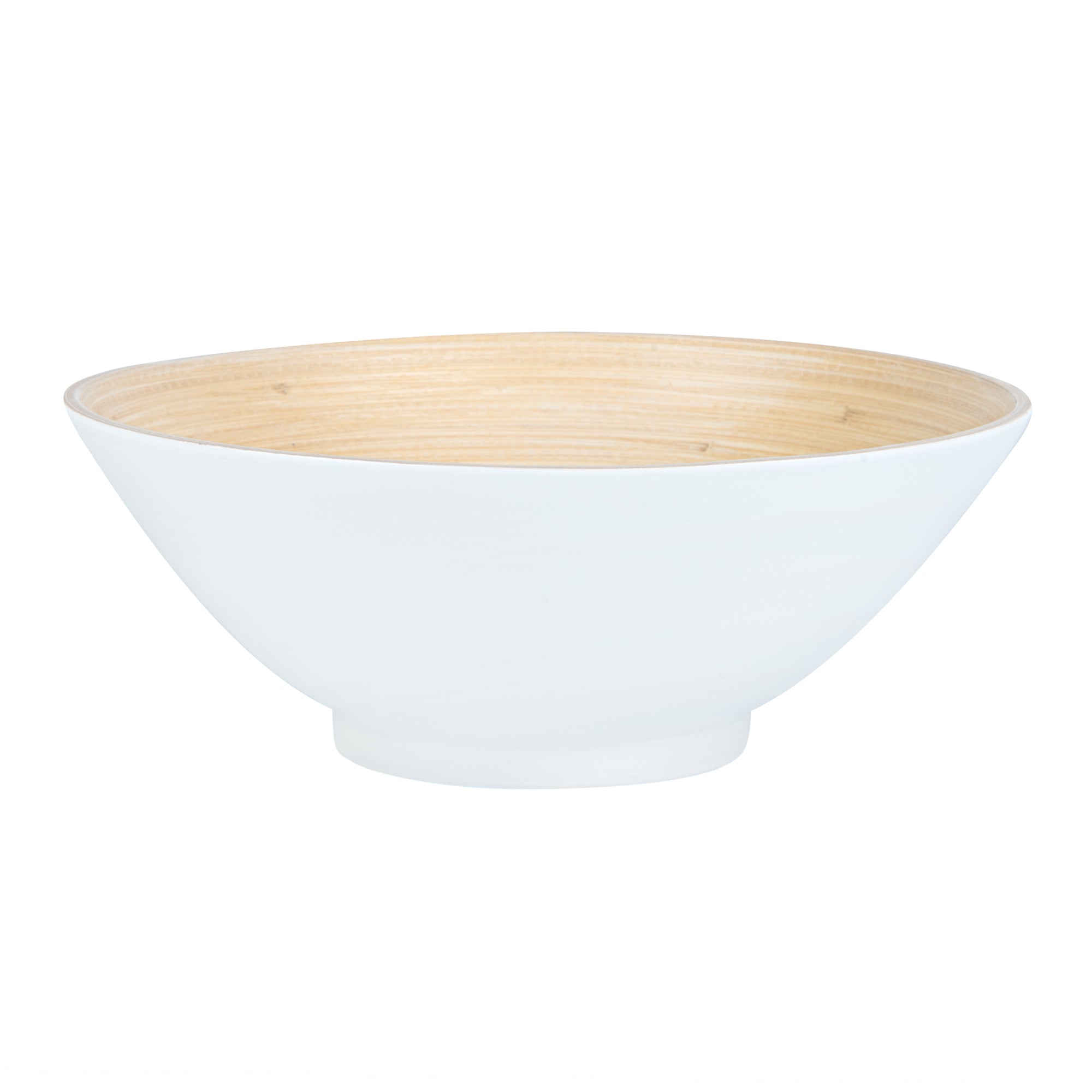 Bambuddha 29 oz Round White Spun Bamboo Serving Bowl - 8.25