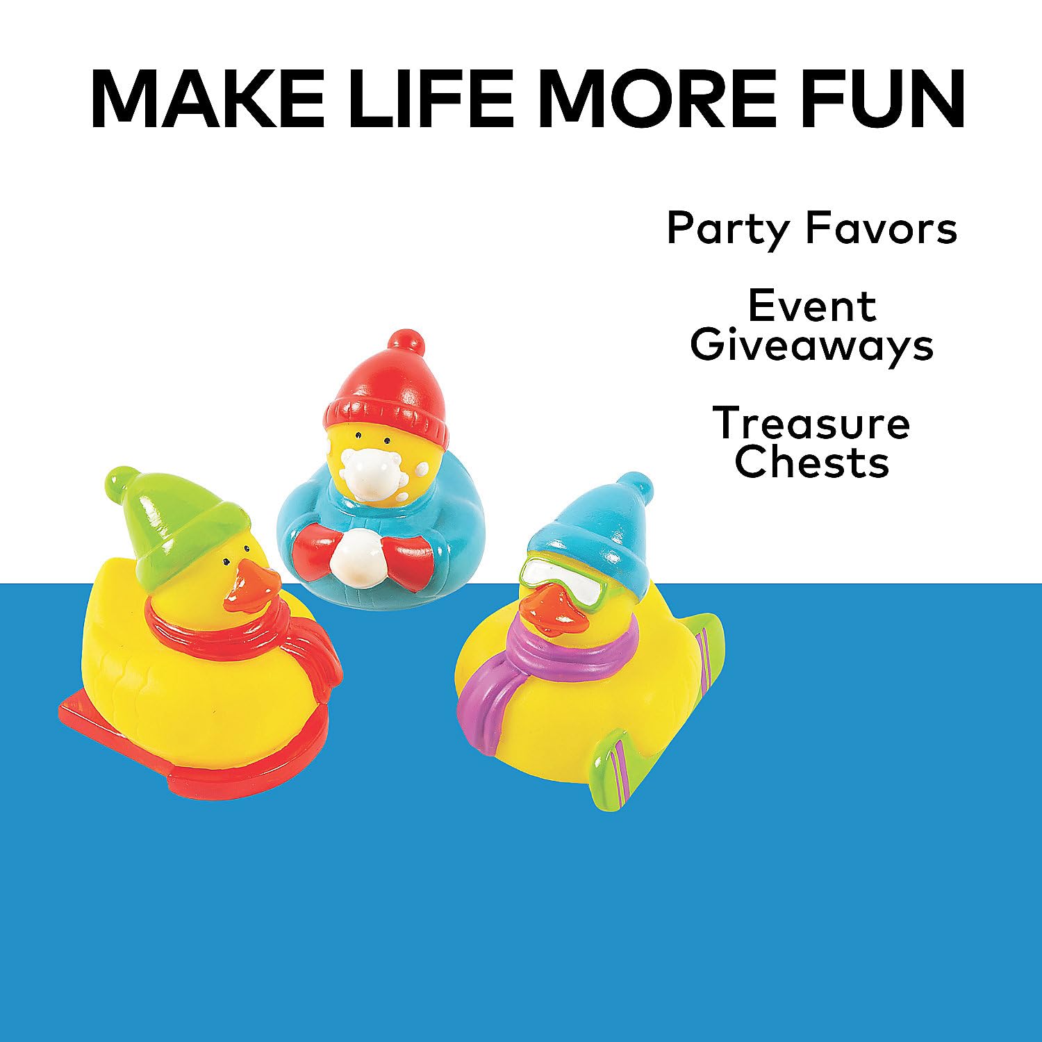 Fun Express Winter Sports Rubber Duckies - 12 Piece Bath Toy Set for Kids | Perfect for Bathtime Play, Pool Parties & Winter Themed Decor