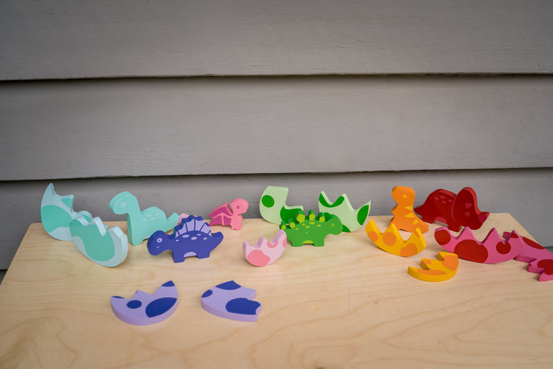 Chunky Wooden Puzzle for Toddlers - Egg & Dinosaur Shape Learning Toy - Montessori Educational Gift for Kids - Perfect for Early Childhood Development & Playtime Fun