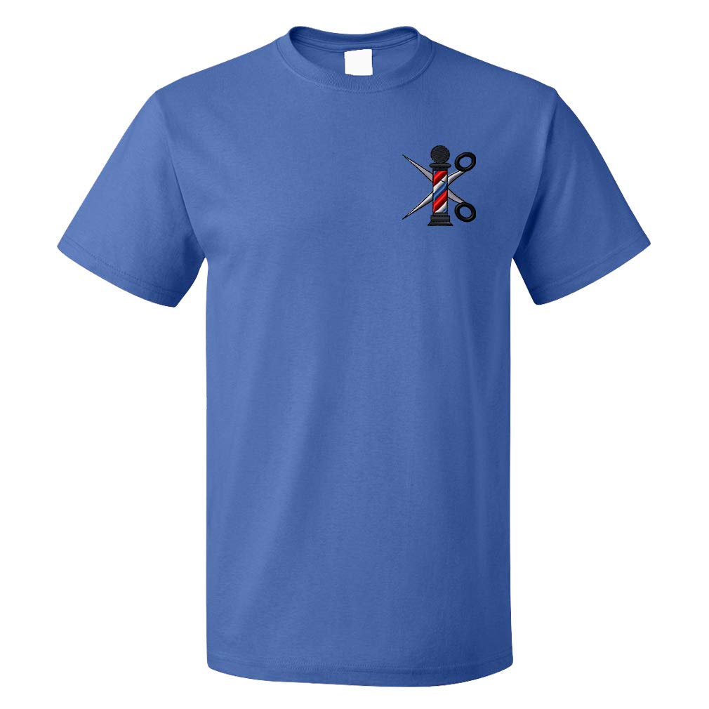 Funny Barber Pole Scissors Graphic T-Shirt for Men - 100% Cotton Comfort Fit Tee - Perfect for Barbershops, Gifts & Casual Wear
