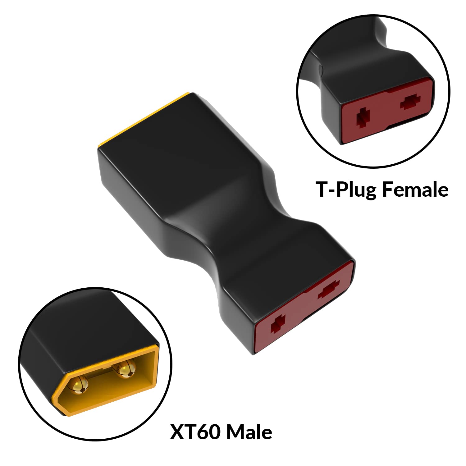 4PCS T Female to XT60 Adapter Connector Plug - Male & Female Servo Connector for RC LiPo Battery, ESC, Motor Controller - Perfect for RC Cars, Airplanes, Drones and Balance Chargers
