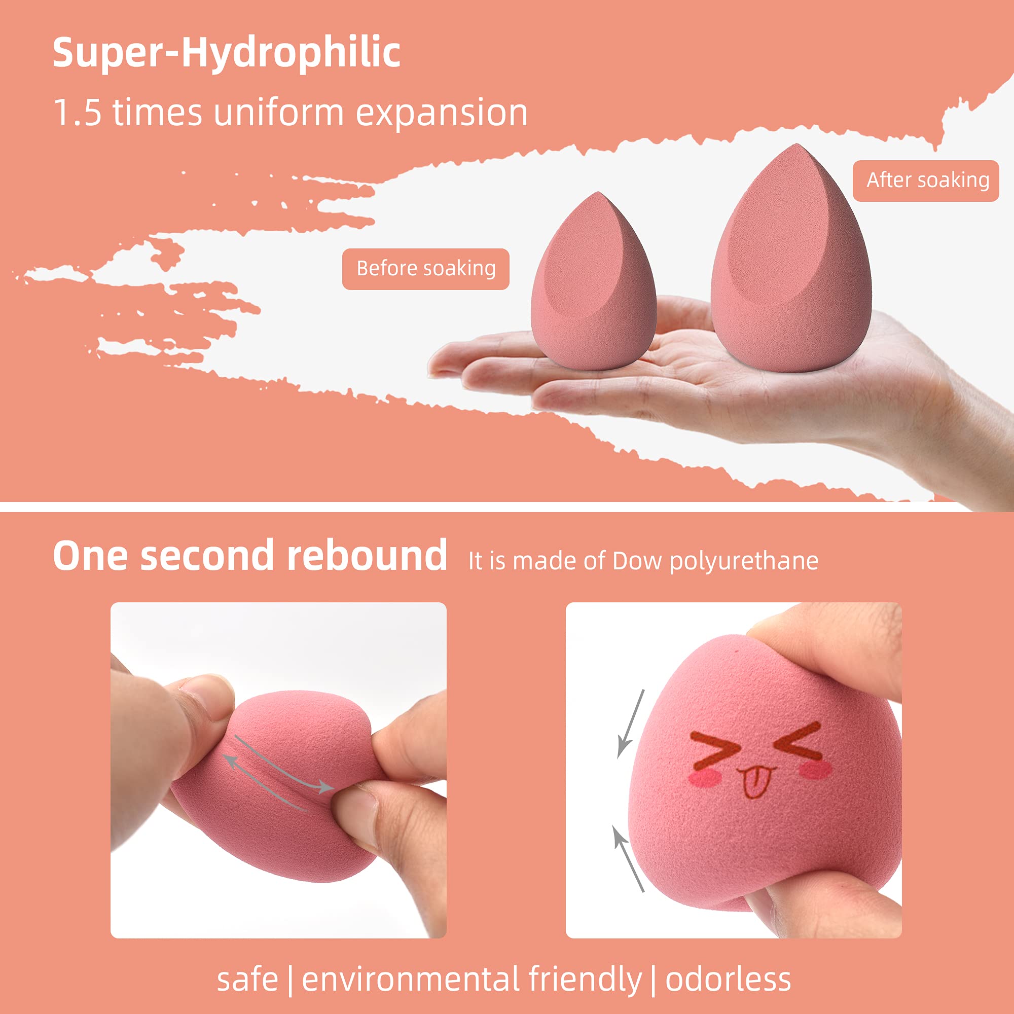 COSTICA Makeup Sponge Set - 4 pcs Multi-Colored Beauty Blender for Liquid Foundation & Concealer | Rose Series | Flawless Makeup Application for Daily Use & Professional Makeup Artists