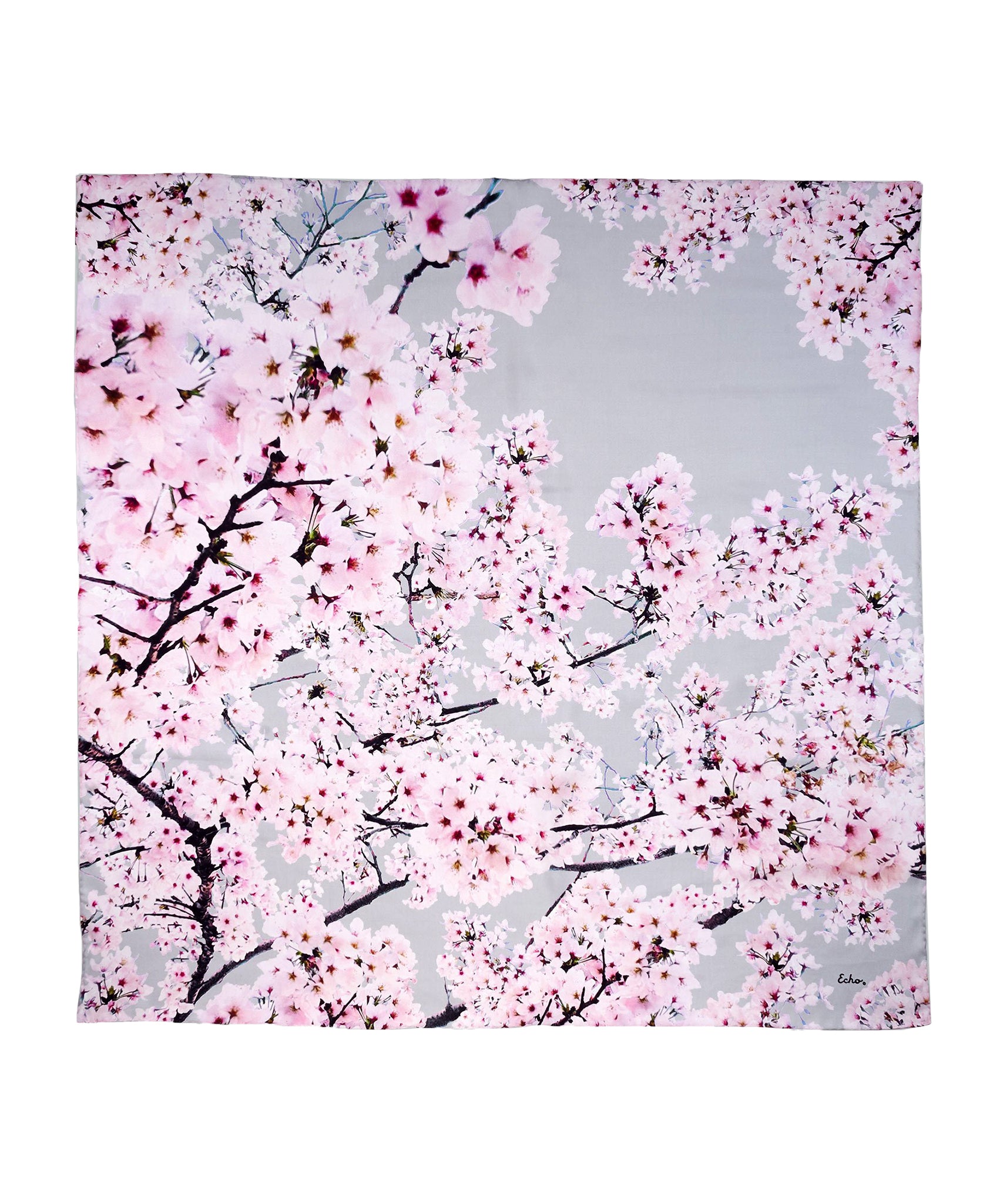 Premium Cherry Blossom Silk Scarf - Japanese Floral Design Square Shawl for Women - Perfect for Spring Fashion, Bridal Accessories & Special Occasions