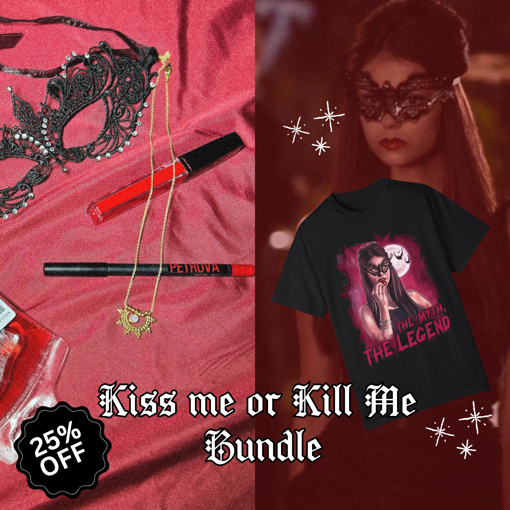 Kiss Me or Kill Me Bundle - Gothic Dark Romance Makeup Set for Halloween, Cosplay & Alternative Fashion