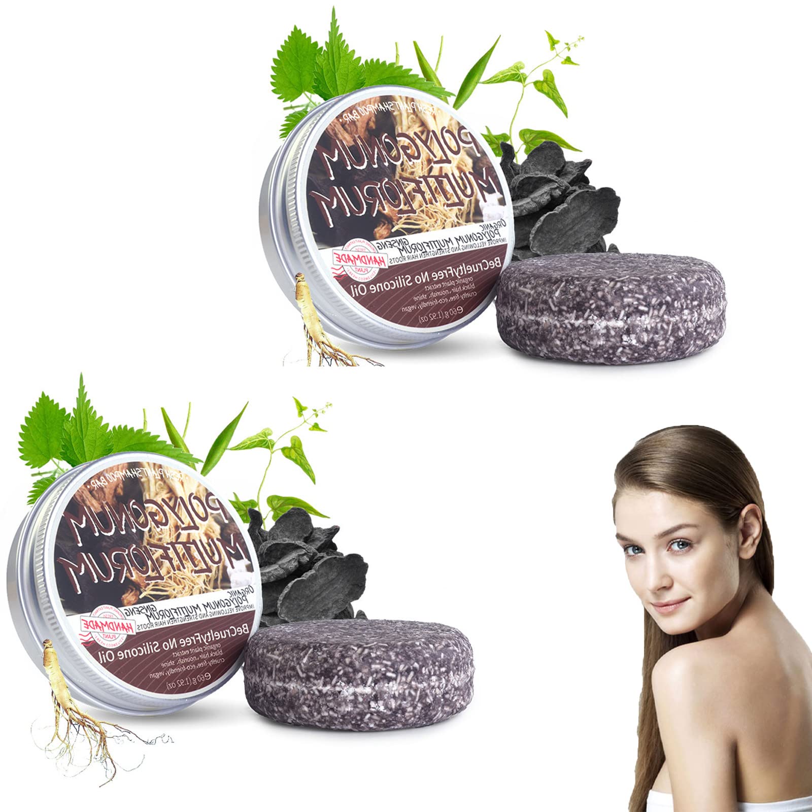 Archic Organic Hira Darkening Shampoo Bar - Natural Charcoal Shampoo for Gray Hair Care, Unisex Hair Darkening Treatment (2 Pack) | Perfect for Daily Use & Travel-Friendly Hair Care Solution