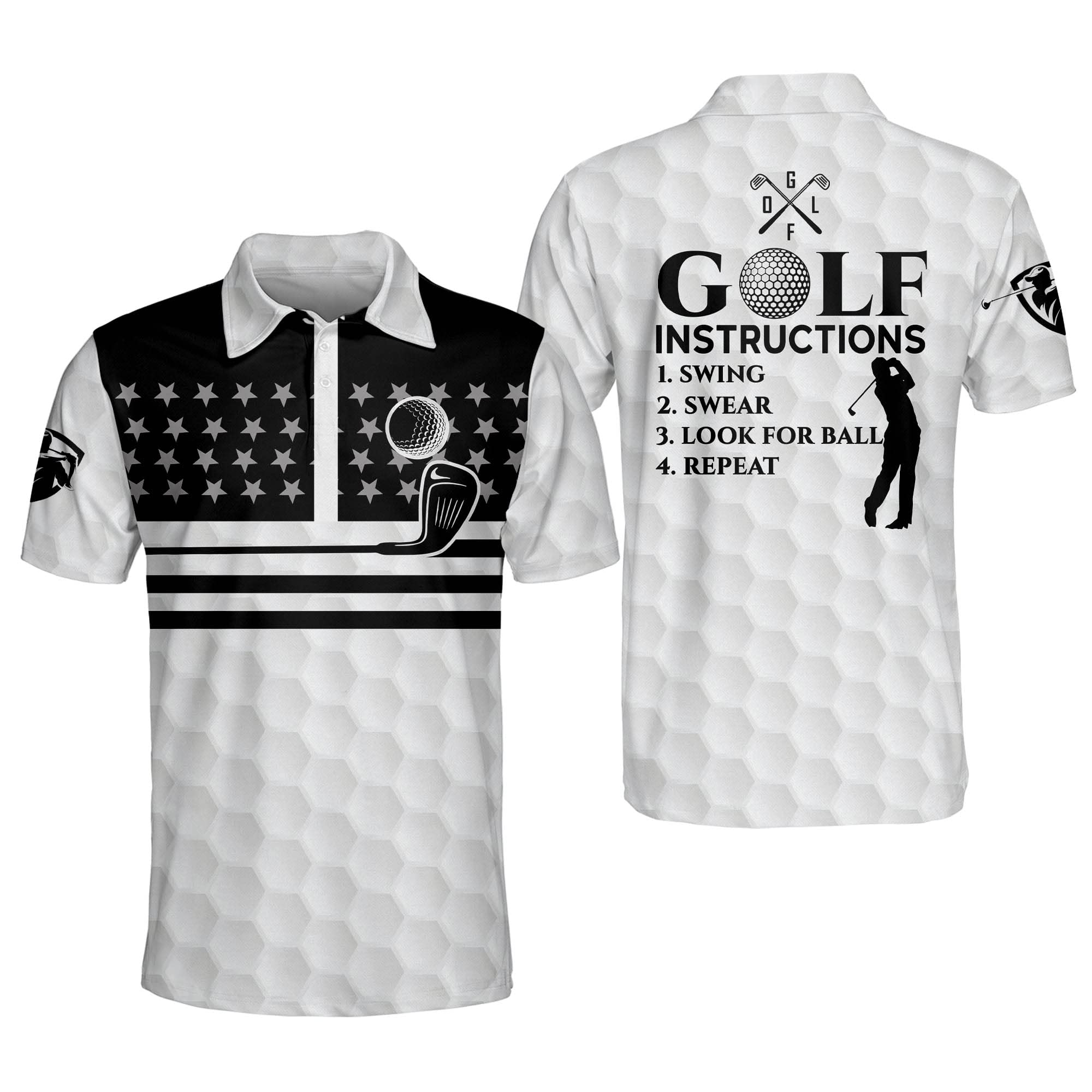 LASFOUR Patriotic Golf Shirts for Men - American Flag Polo Shirts, Funny Short Sleeve Golf Shirts for Dad & Grandpa - Perfect for 4th of July, Memorial Day & Father's Day Golf Outings
