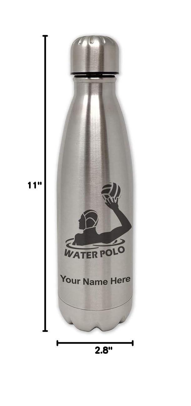LaserGram Personalized Stainless Steel Water Bottle for Water Polo Players - Single Wall, Engraved Design - Perfect for Training, Games & Outdoor Adventures