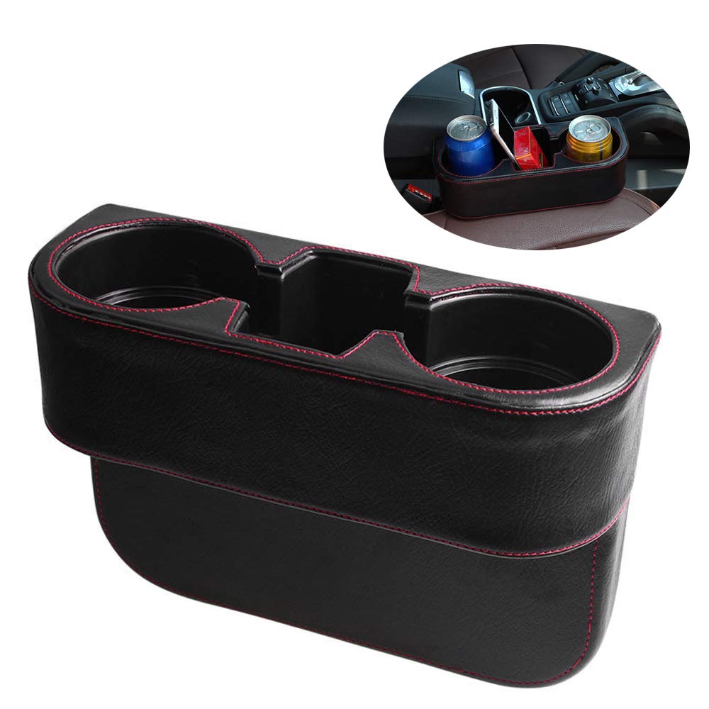 Car Seat Gap Filler Organizer - Premium Console Side Pocket with Coin Holder & Phone Storage | Perfect for Preventing Lost Items Between Seats in Sedans, SUVs and Trucks (Black)