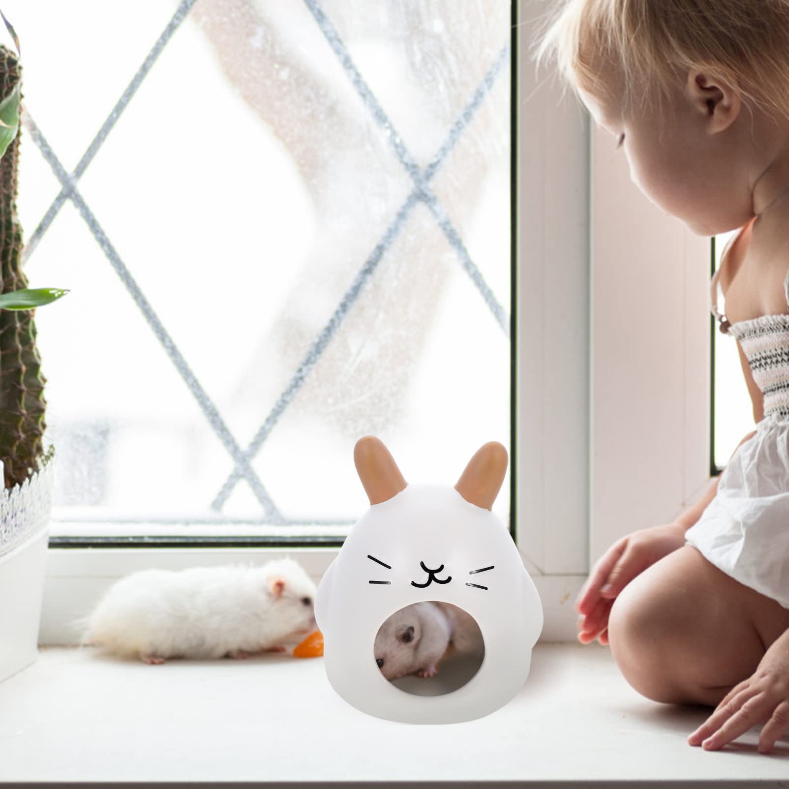 Ceramic Hamster House - Cooling Nest for Hamsters, Guinea Pigs & Small Pets - Breathable Summer Hideout for Small Animals - Perfect for Cages, Habitats & Pet Play Areas