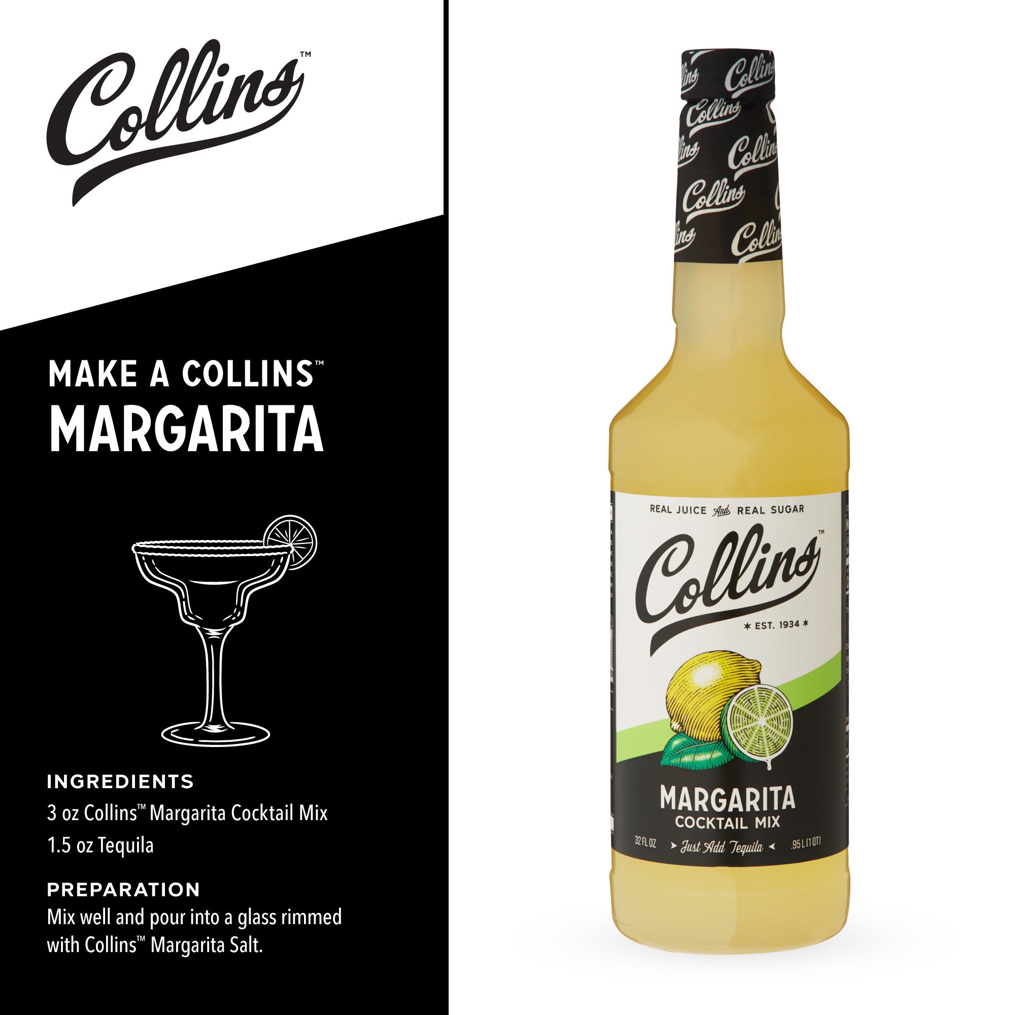 Premium Margarita Cocktail Mix - 32 oz Bottle | Authentic Mexican Flavor | Perfect for Parties, BBQs & Summer Gatherings