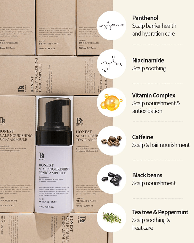 Benton Honest Scalp Nourishing Tonic Ampoule for Hair Growth & Scalp Care - Hydrating Treatment for Dry, Itchy Scalp - Perfect for Daily Hair Care Routine & Salon Treatments