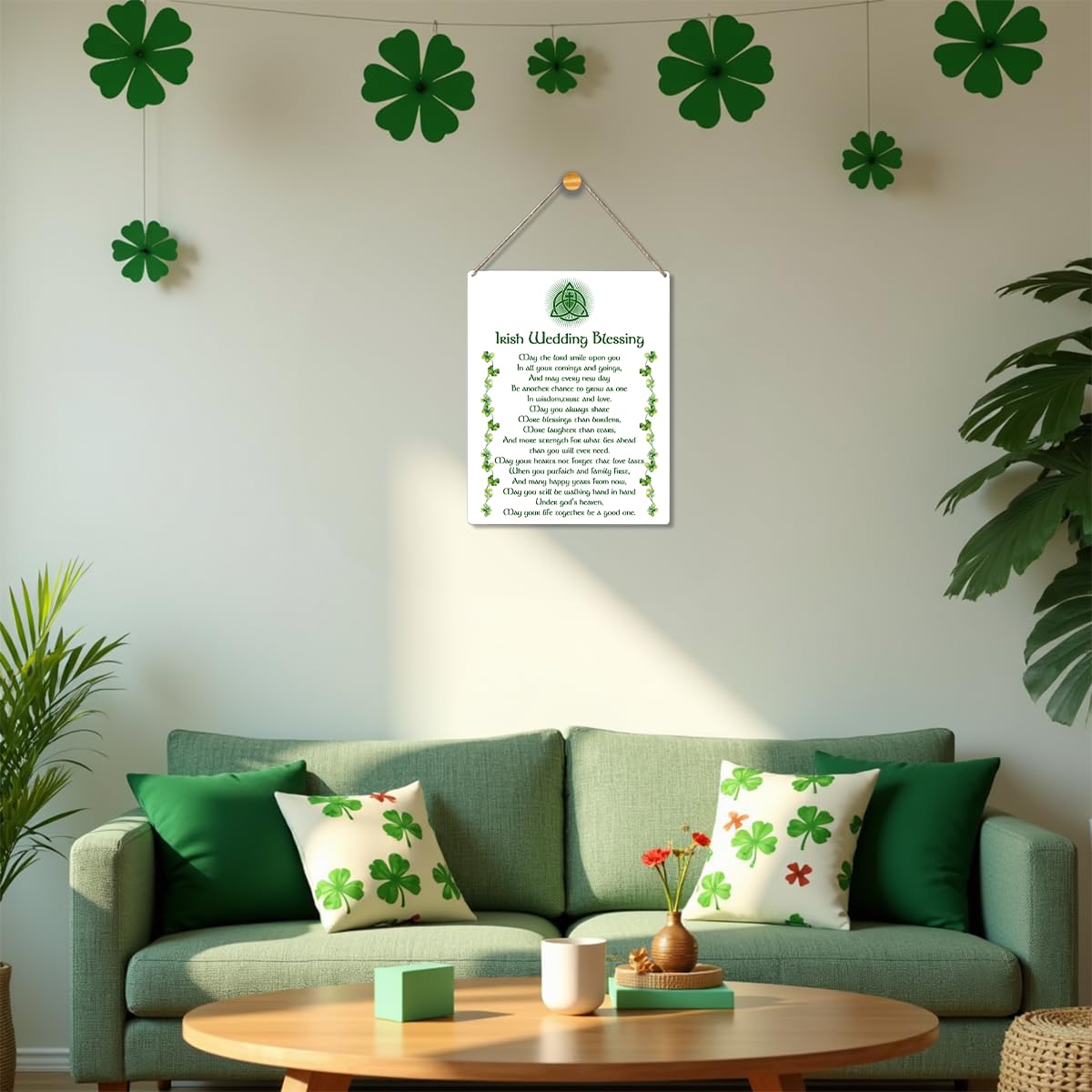 St. Patrick's Day Wood Wall Decor - Irish Wedding Blessing Sign, Rustic Farmhouse Home Decor (10x8 Inches) - Perfect for Living Room, Kitchen & Irish-Themed Parties