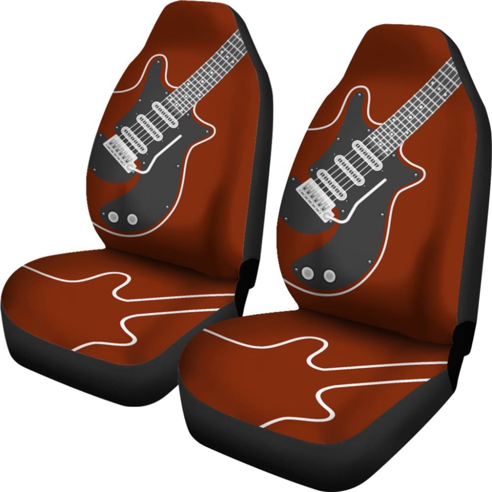 Premium Red Themed Electric Guitar Car Seat Covers - Universal Fit for Cars, SUVs & Trucks - Perfect for Musicians & Music Lovers on the Go