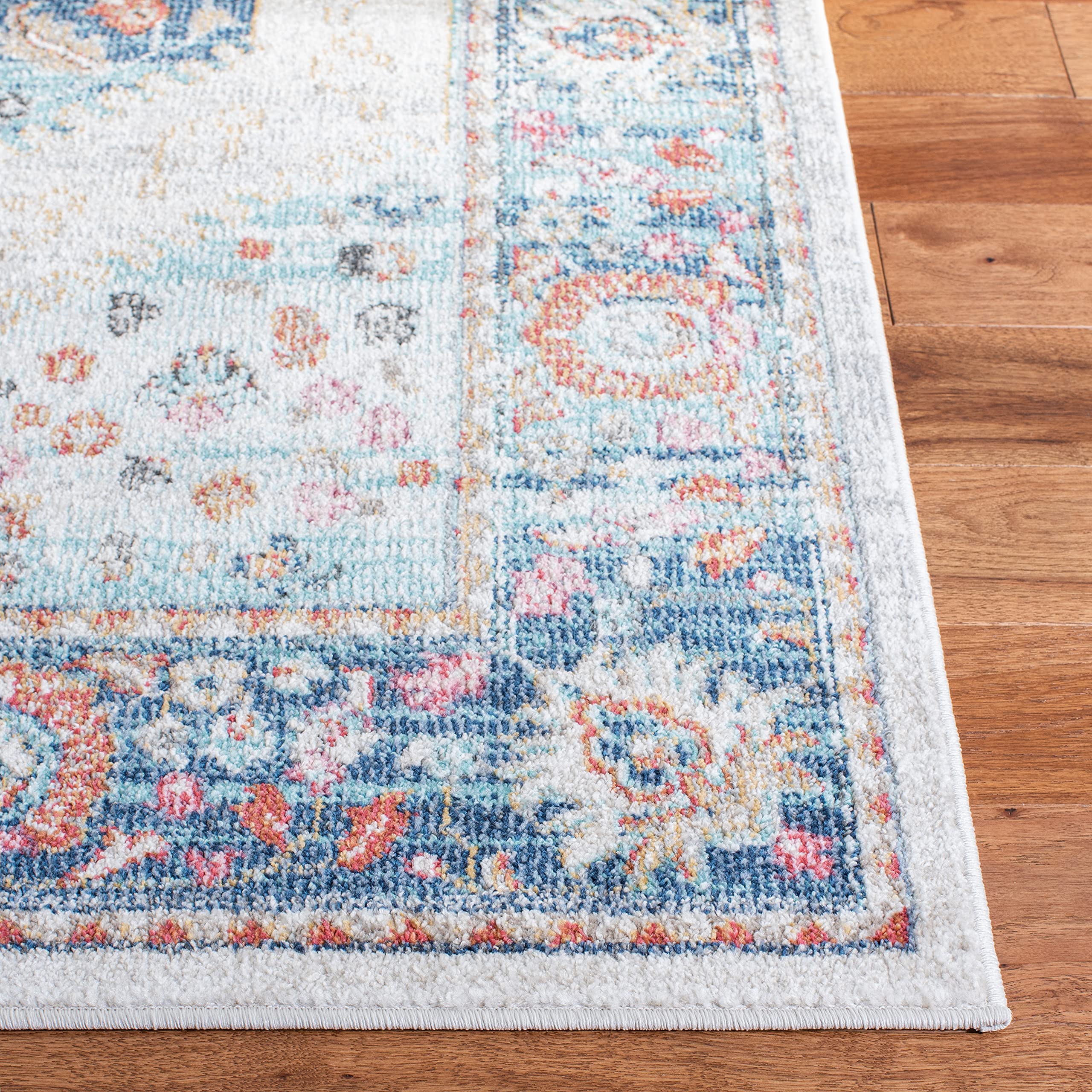 SAFAVIEH Phoenix Collection 8' x 10' Ivory & Blue Boho Chic Oriental Medallion Area Rug - Non-Shedding, Easy Care, High Traffic Resistant - Perfect for Living Room, Bedroom, Dining Room & Home Decor (PHX291A)