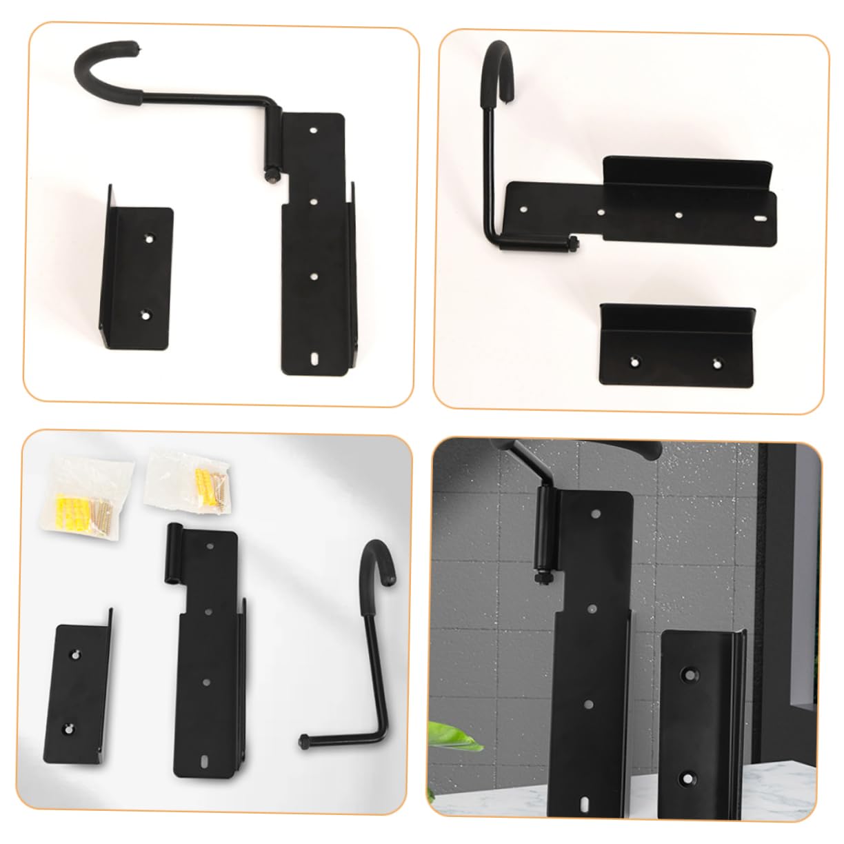 2-Pack Angoily Bike Hanger Hooks - Heavy Duty Plastic Bicycle Storage Rack for Garage, Wall Mounted Cycling Gear Organizer - Perfect for Bike Accessories, Helmets & Jackets Storage