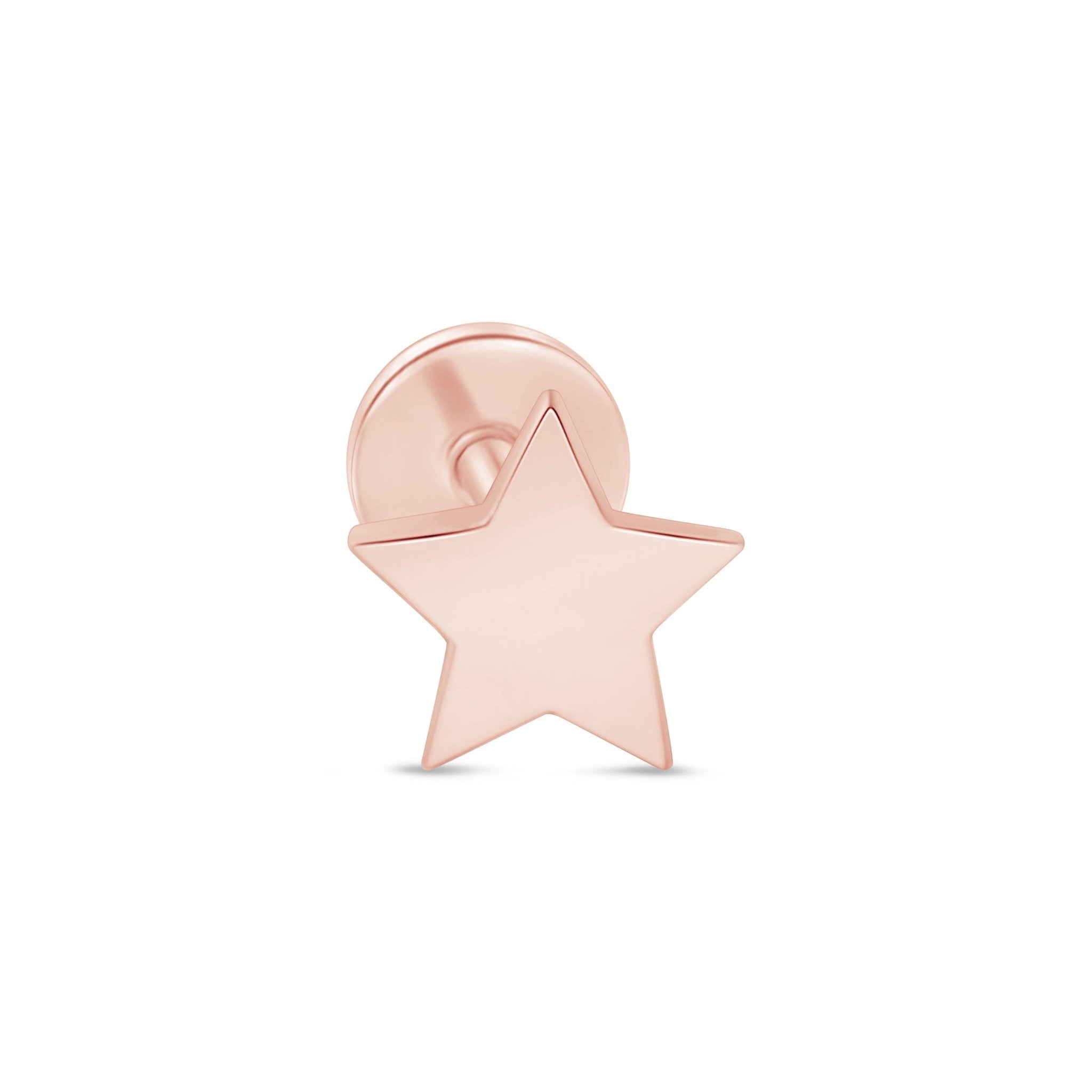 14K Rose Gold Star Flat Back Stud Earrings for Women - Hypoallergenic, Dainty & Elegant Jewelry - Perfect for Everyday Wear, Parties & Gifts