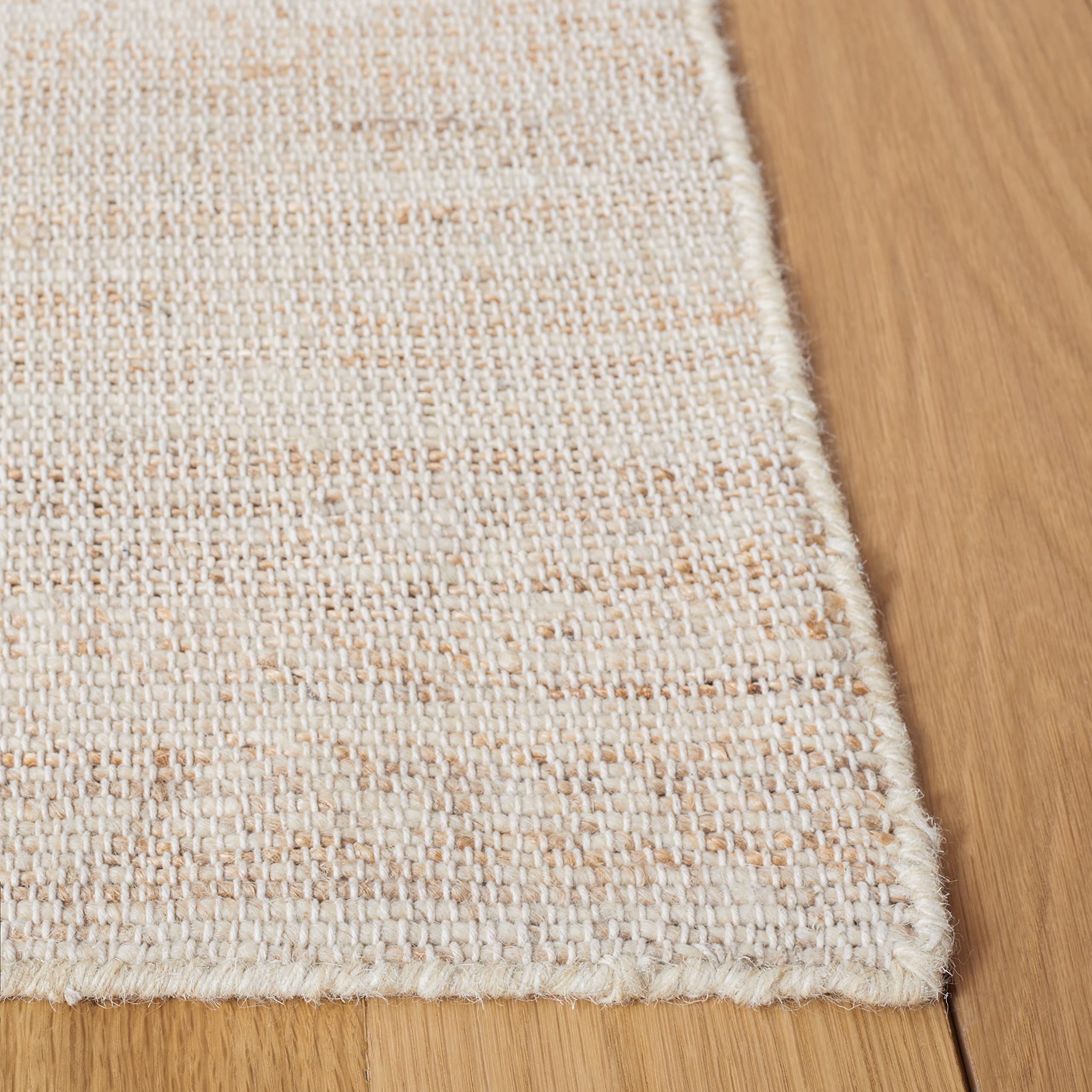 SAFAVIEH Handmade Wool & Jute Area Rug 6'x6' Square - Natural/Beige (NFB554B) for Living Room, Dining Room & Bedroom | Eco-Friendly Natural Fiber Collection | Perfect for Boho, Farmhouse & Modern Decor