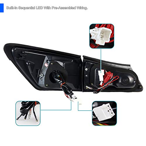 Spec-D Tuning Jet Black Housing Red LED Bar Tail Lights for 2006-2008 Lexus IS250 IS350 - Left & Right Pair Assembly - Upgrade Your Car's Rear Style & Visibility for Night Driving